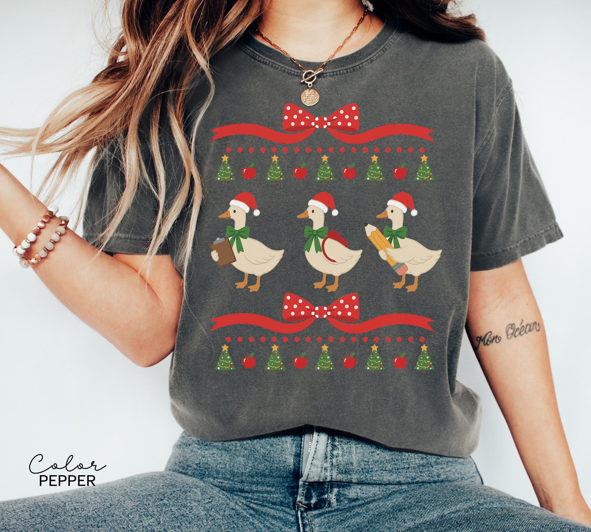 Christmas Silly Teacher Goose Shirt, Christmas Teacher Gift, Christmas Teacher Tshirt, Cozy Winter Tee, Comfort Colors Teacher Shirt Gift