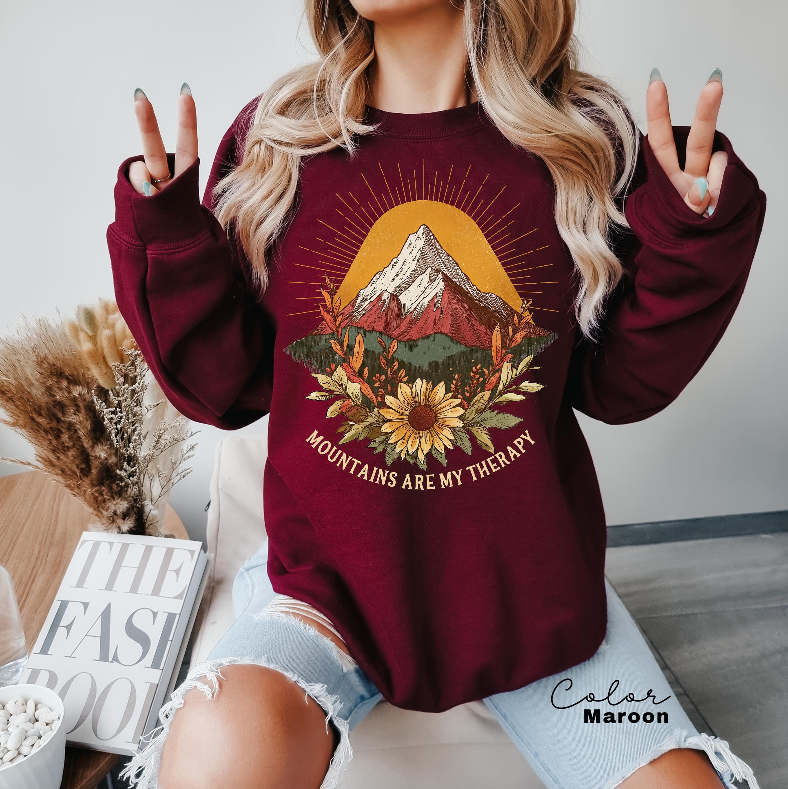 Mountain Nature Sweatshirt, Nature Crewneck, Positive Quote Sweatshirt, Mountain Nature Hiking, Outdoor Lover, National Parks,boho nature
