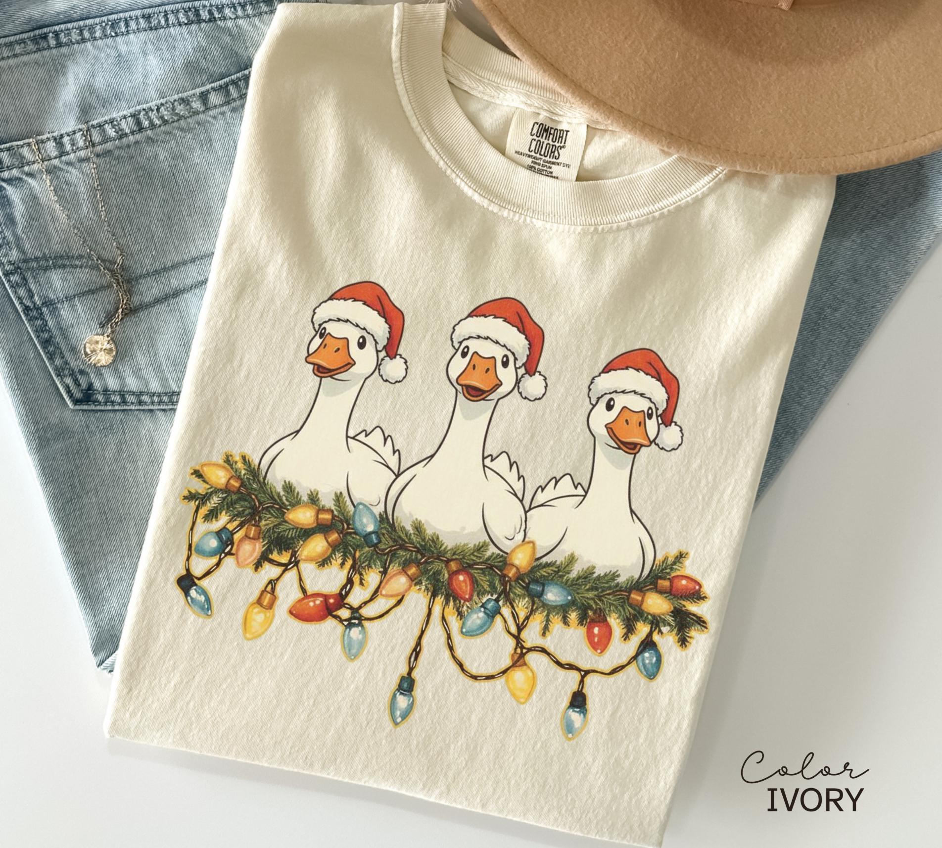 Christmas Goose Comfort Colors Shirt, Retro Goose Holiday Shirt, Cute Christmas Goose Tee