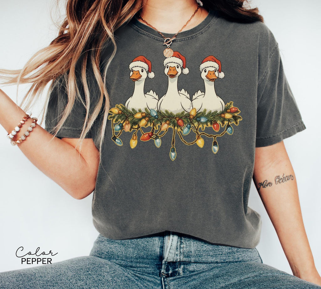 Christmas Goose Comfort Colors Shirt, Retro Goose Holiday Shirt, Cute Christmas Goose Tee