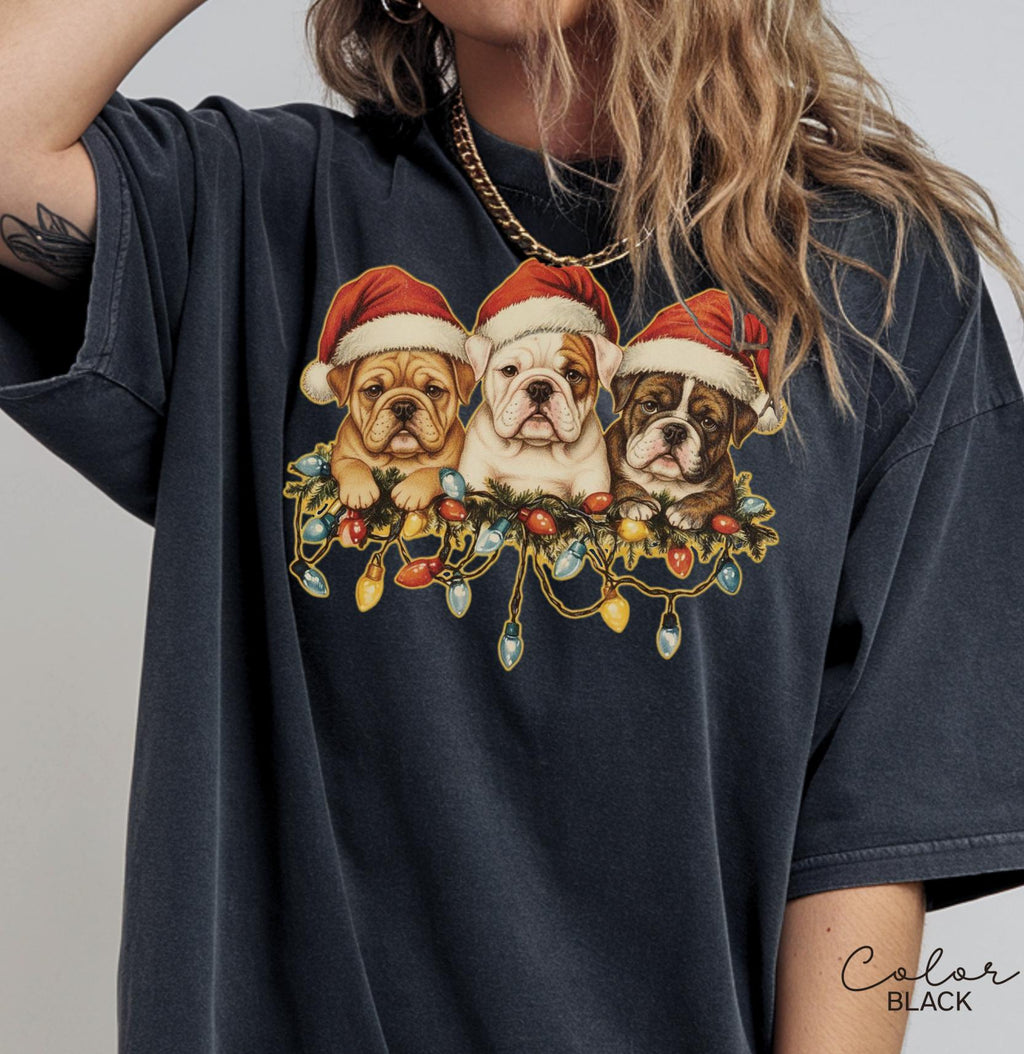 Retro Christmas Dog Shirt, Dog Owner Christmas Gift, Bulldog Xmas T-Shirt, Dog Christmas Shirt, Christmas Shirt, Holiday Shirt, Dog Gift