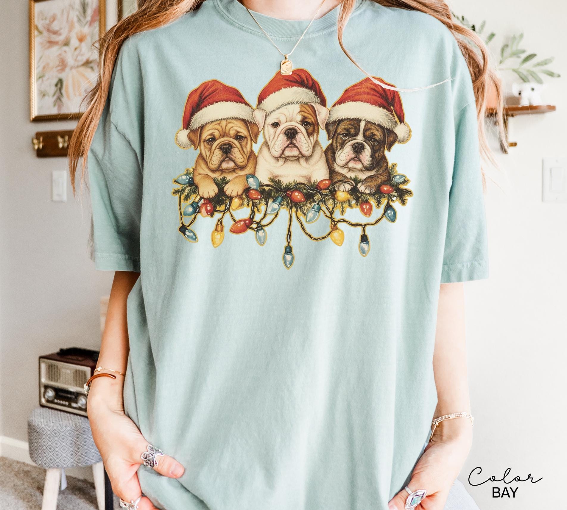Retro Christmas Dog Shirt, Dog Owner Christmas Gift, Bulldog Xmas T-Shirt, Dog Christmas Shirt, Christmas Shirt, Holiday Shirt, Dog Gift