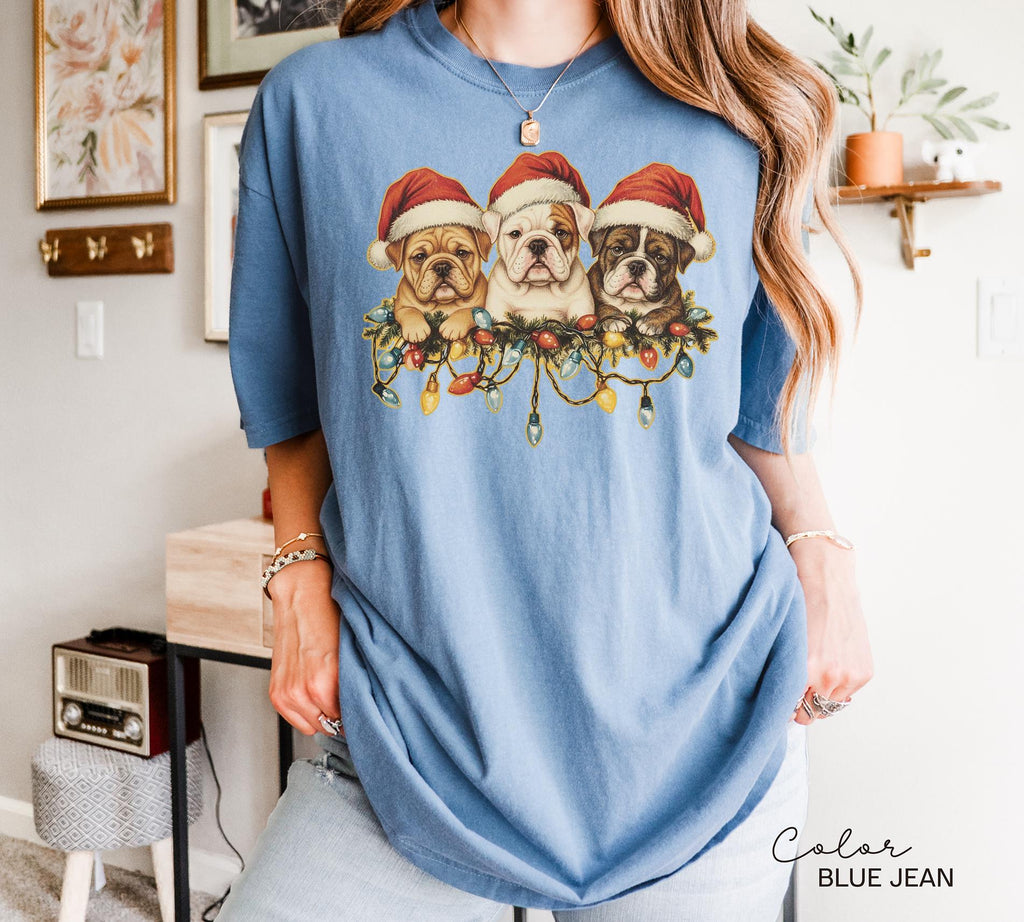 Retro Christmas Dog Shirt, Dog Owner Christmas Gift, Bulldog Xmas T-Shirt, Dog Christmas Shirt, Christmas Shirt, Holiday Shirt, Dog Gift