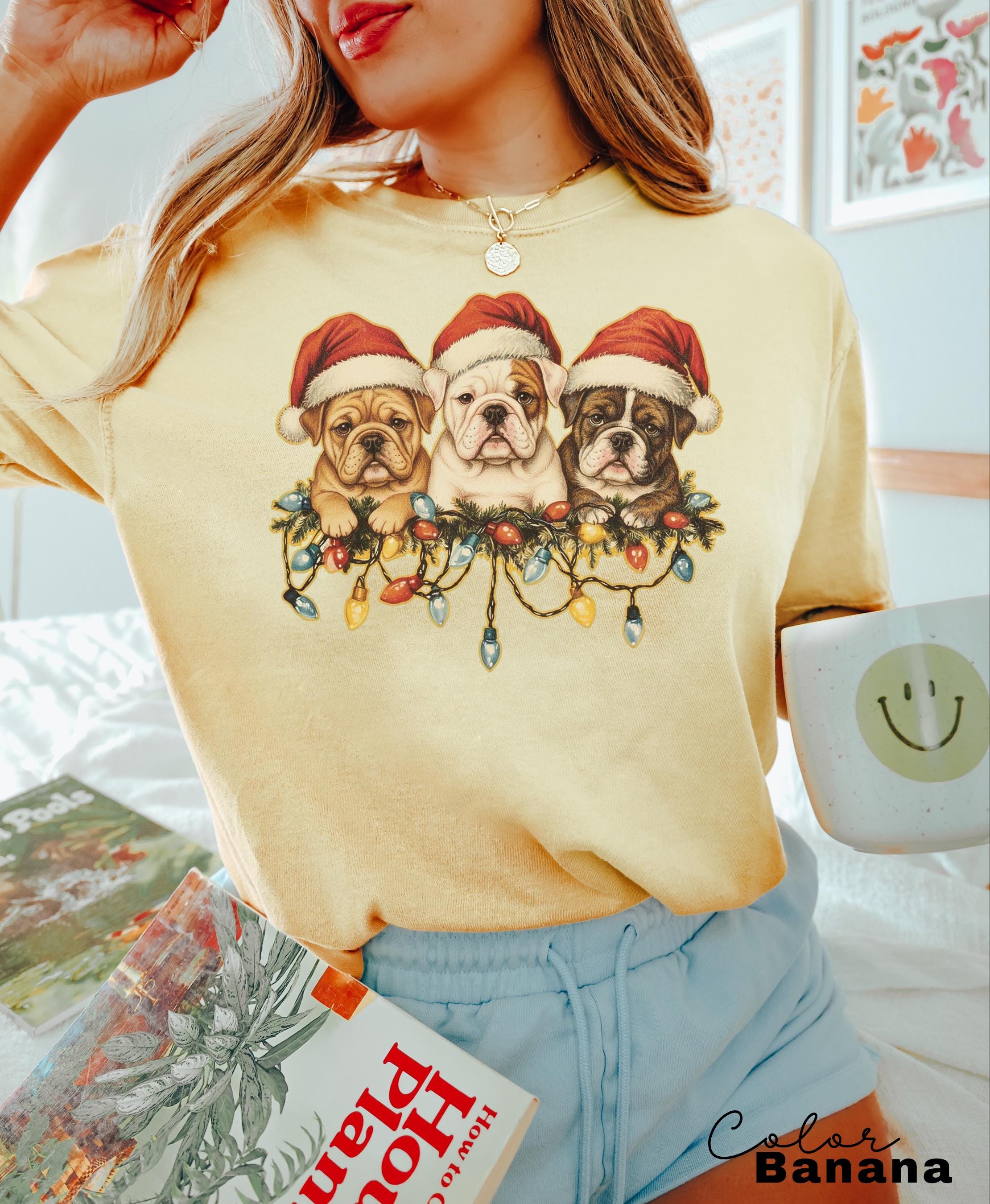 Retro Christmas Dog Shirt, Dog Owner Christmas Gift, Bulldog Xmas T-Shirt, Dog Christmas Shirt, Christmas Shirt, Holiday Shirt, Dog Gift