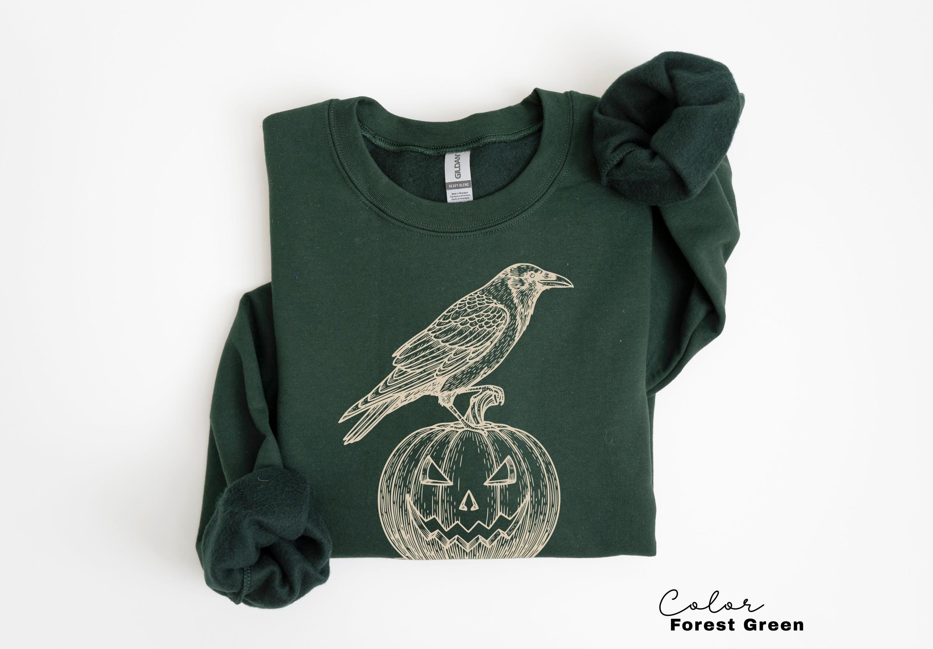 Halloween Crow Pumpkin Sweatshirt, Jack O Lantern, Boho Cottagecore, Floral Halloween, Oversized, Crewneck, Halloween Party