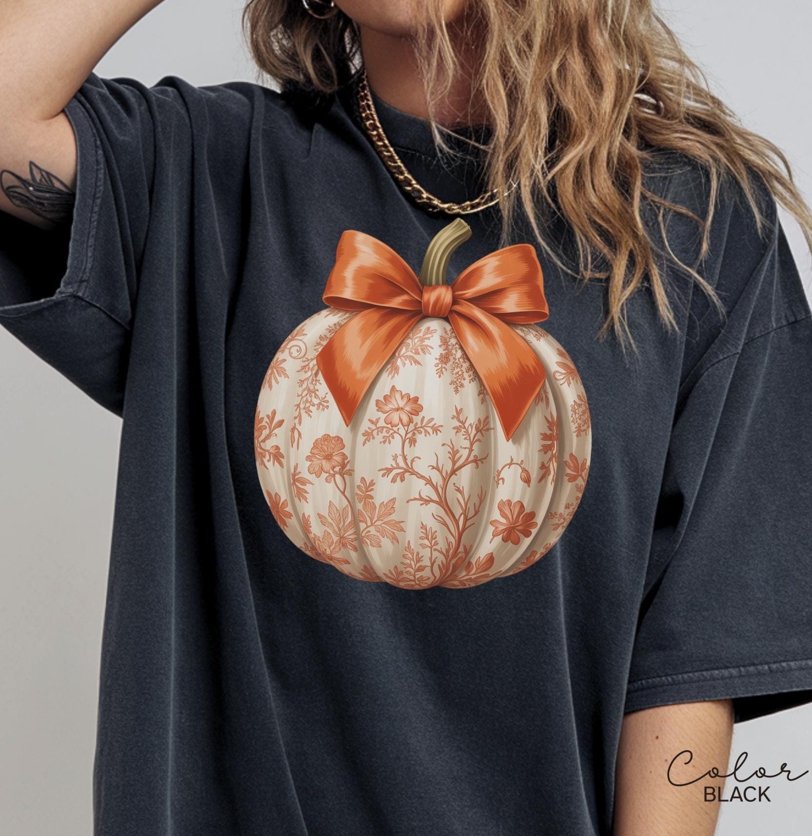 Preppy Floral Pumpkin Shirt Pumpkin Season T-Shirt, Coquette Bow, Autumn Fall Shirt, Thanksgiving Shirt, Fall Pumpkin Comfort Colors Shirt