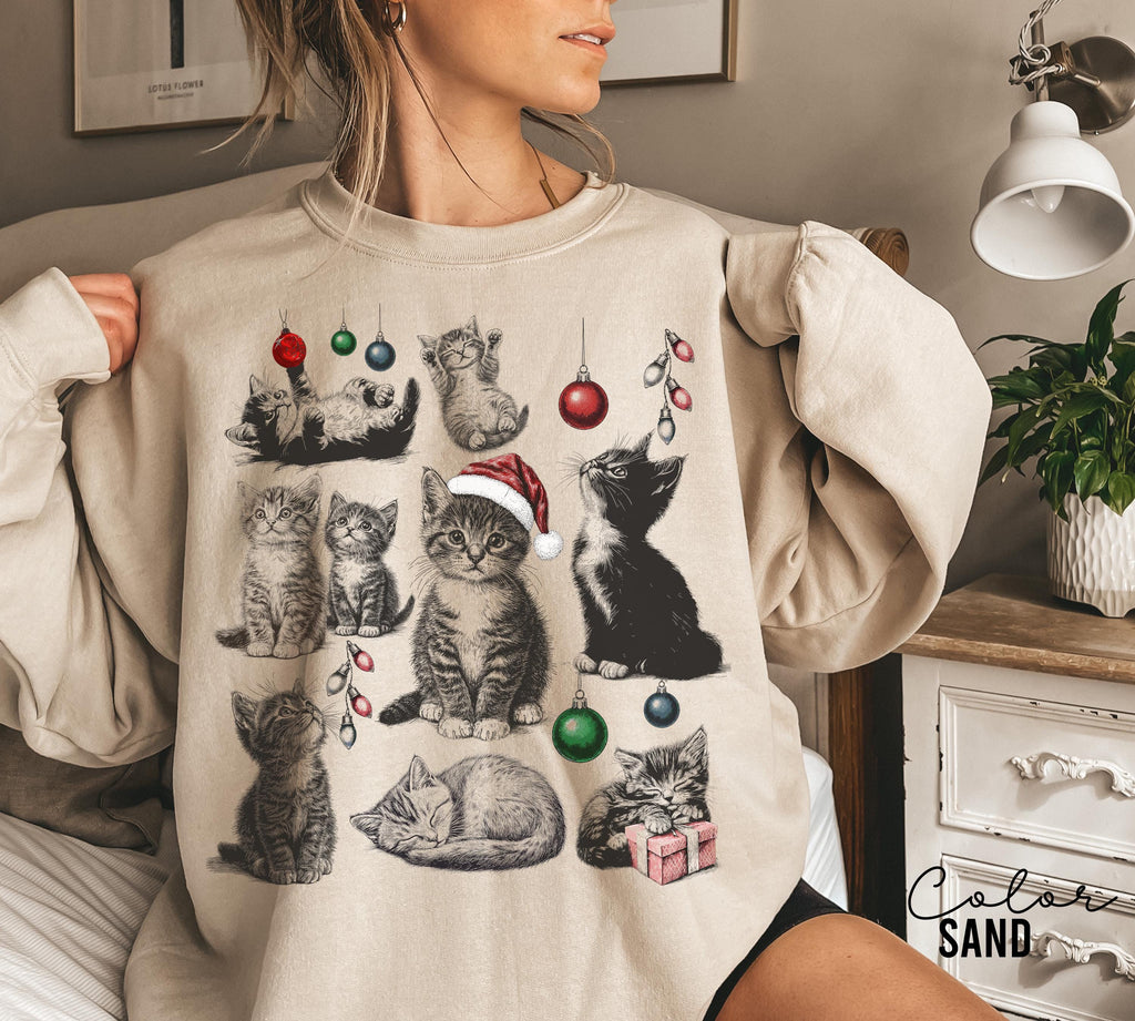 Christmas Cat Shirt 90s Tattoo Style Retro Comfort Colors Tee