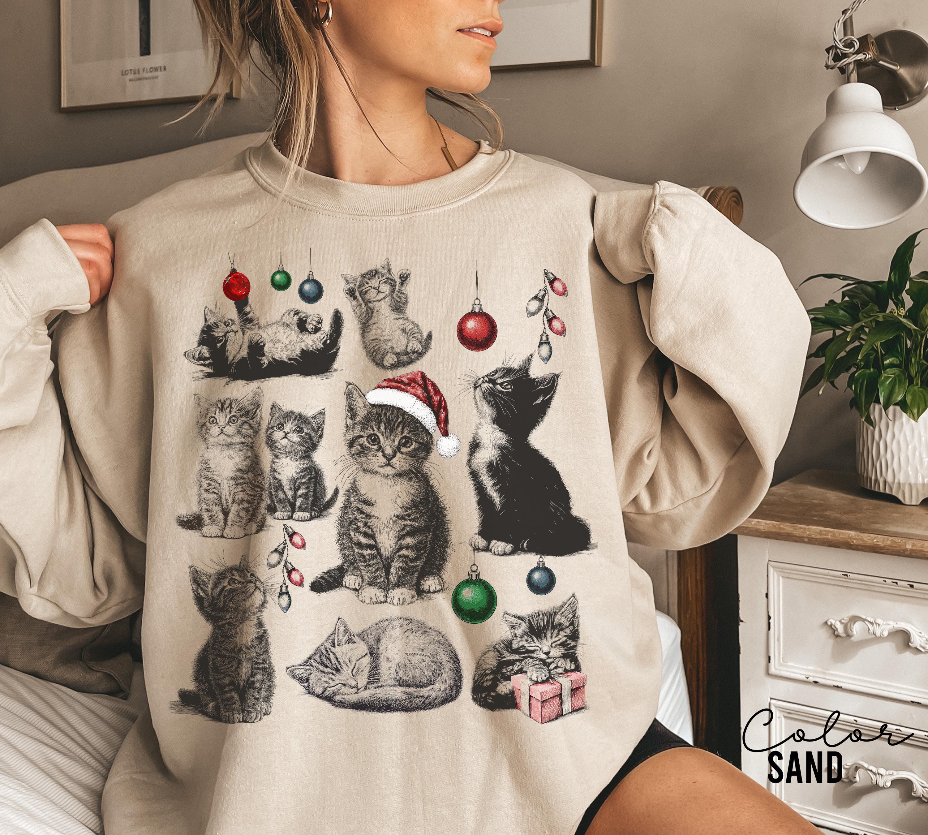 Christmas Cat Shirt 90s Tattoo Style Retro Comfort Colors Tee