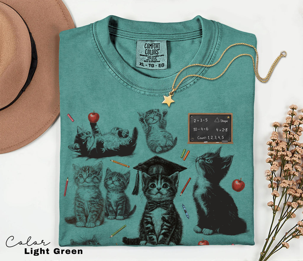 Retro Teacher Cat Kitten Shirt, Comfort Colors Tee, Cute Cat Elementary School Shirt, Teacher Team