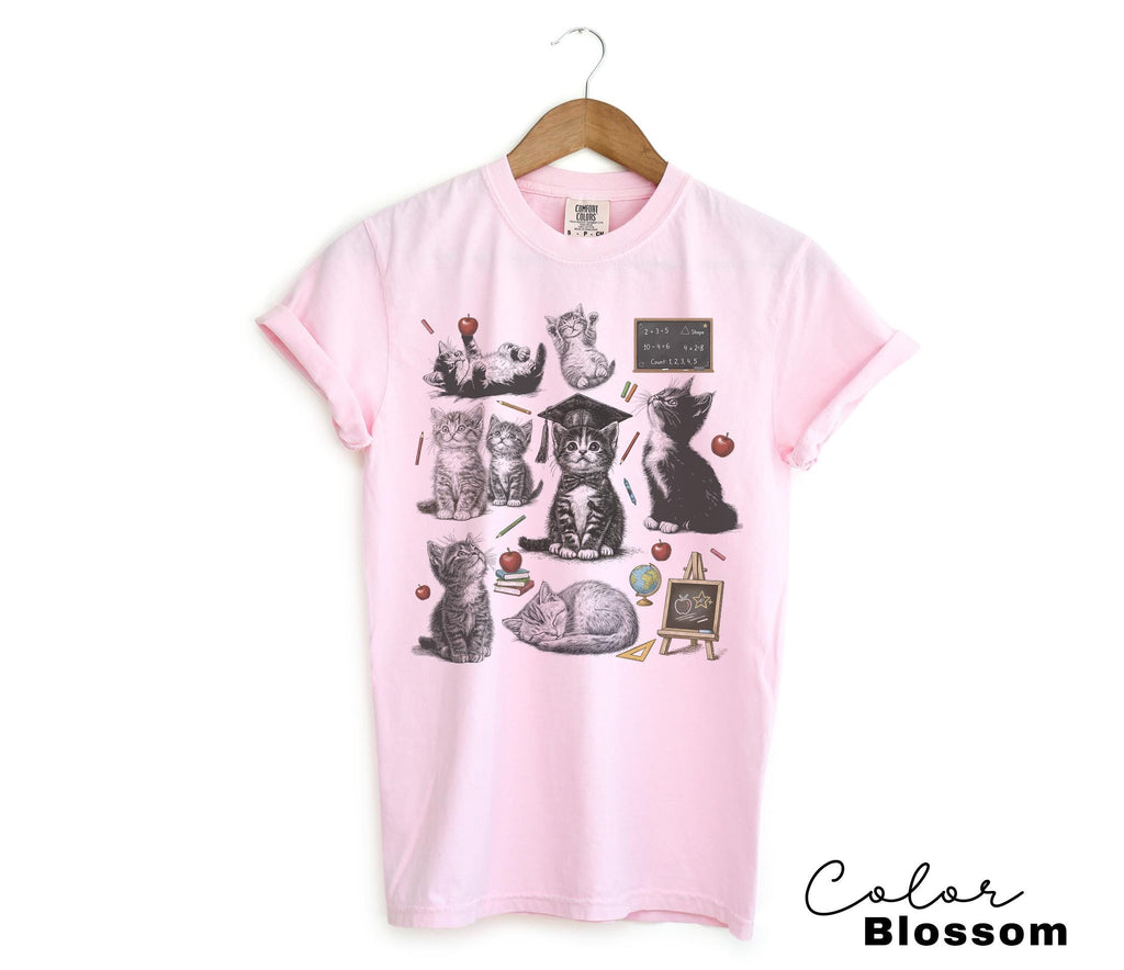 Retro Teacher Cat Kitten Shirt, Comfort Colors Tee, Cute Cat Elementary School Shirt, Teacher Team