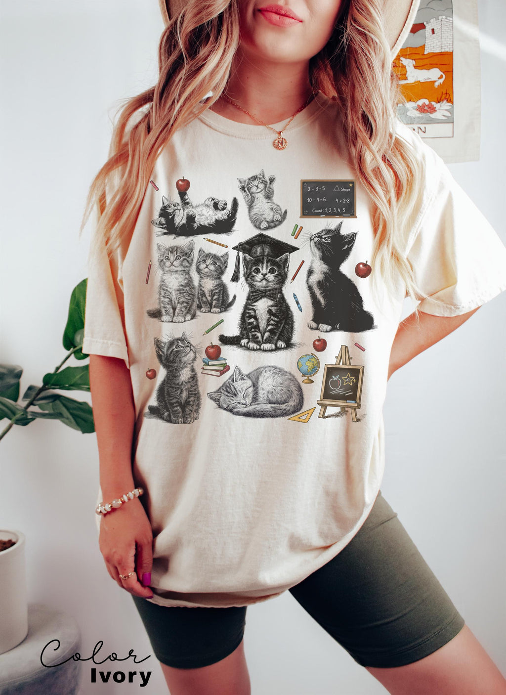 Retro Teacher Cat Kitten Shirt, Comfort Colors Tee, Cute Cat Elementary School Shirt, Teacher Team