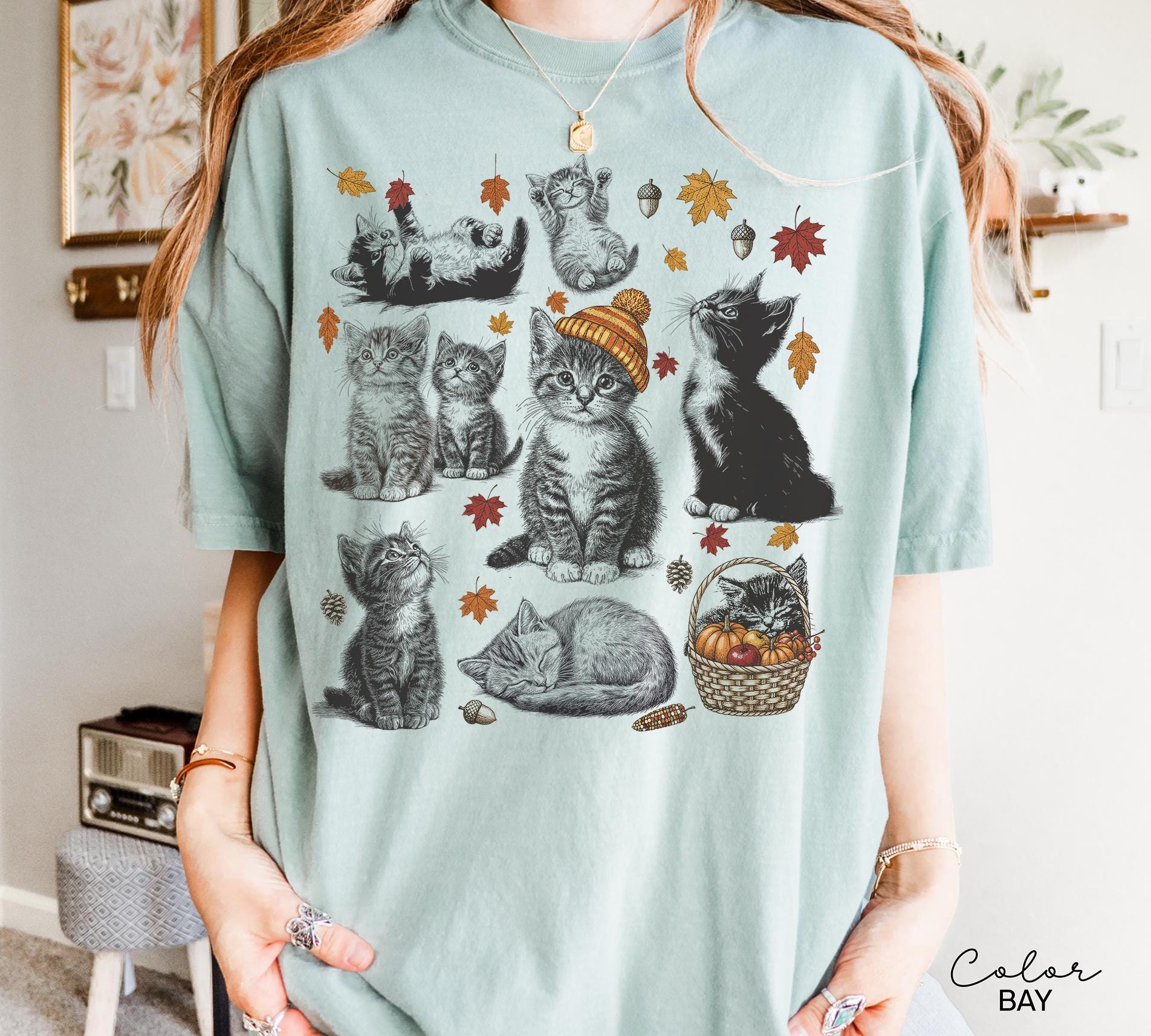 Cats 90s Vintage Tattoo Style Tshirt, Cat Fall Autumn Shirt, Retro Comfort Colors® Y2k Kitten Shirt, Cat Lovers Gift, Cute Cat Shirts
