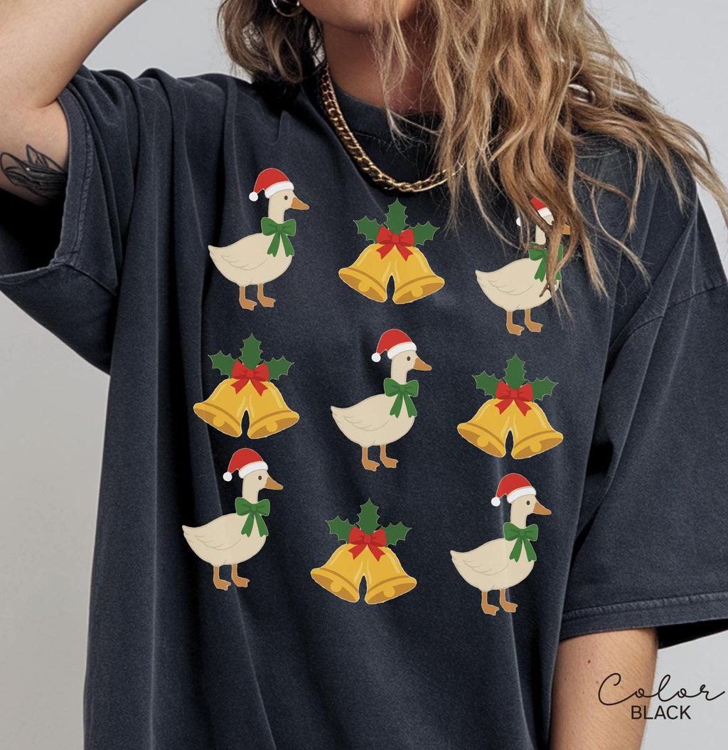 Christmas Comfort Colors Goose Shirt Funny Holiday Tshirt Festive Jolly Goose Tee Merry Christmas Shirt Just A Merry Goose Bells Tee