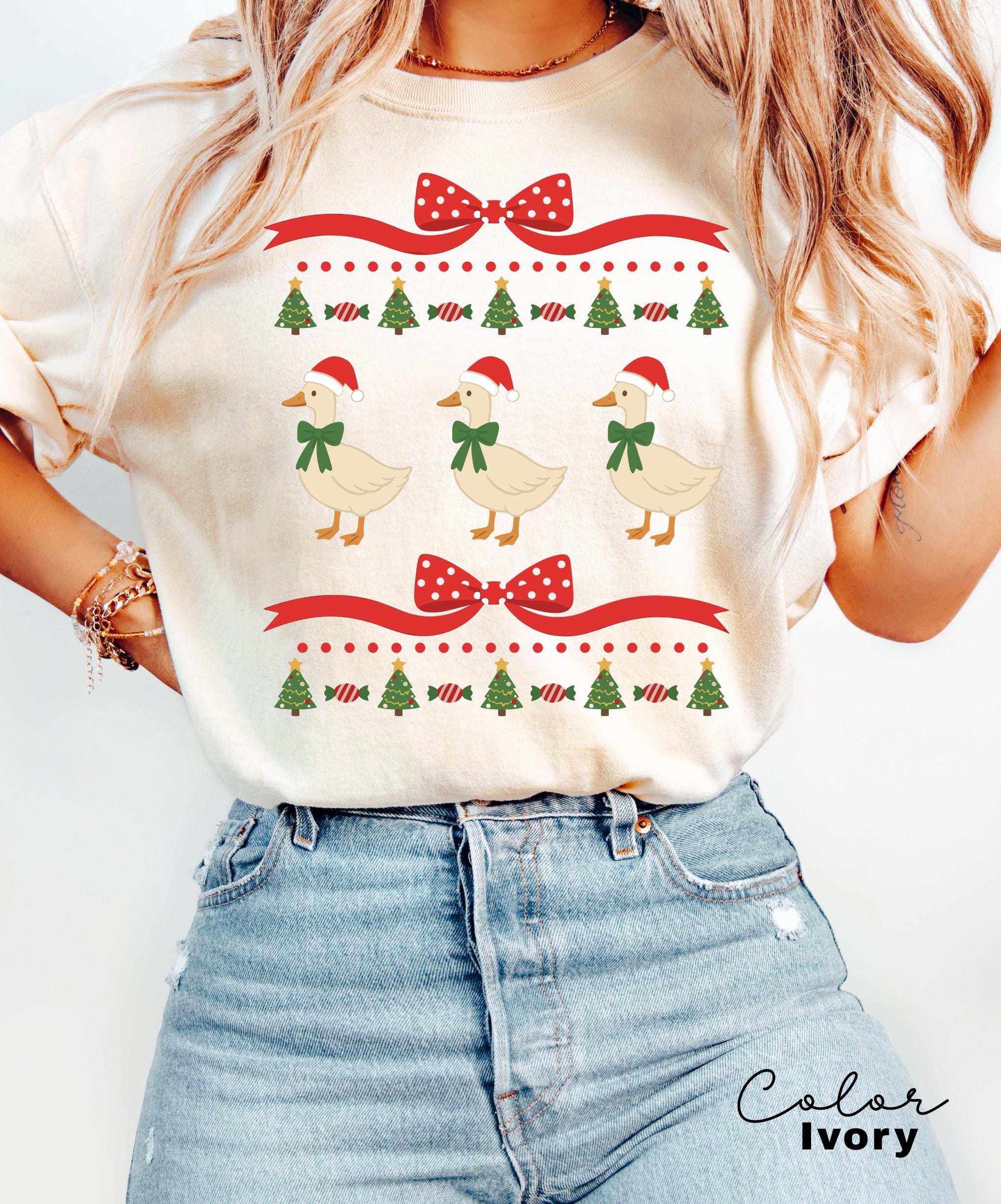Christmas Comfort Colors Goose Shirt Funny Holiday Tshirt Festive Jolly Goose Tee Merry Christmas Shirt Just A Merry Goose Bells Tee