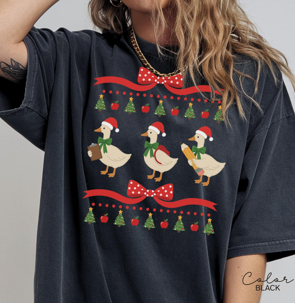 Christmas Silly Teacher Goose Shirt, Christmas Teacher Gift, Christmas Teacher Tshirt, Cozy Winter Tee, Comfort Colors Teacher Shirt Gift