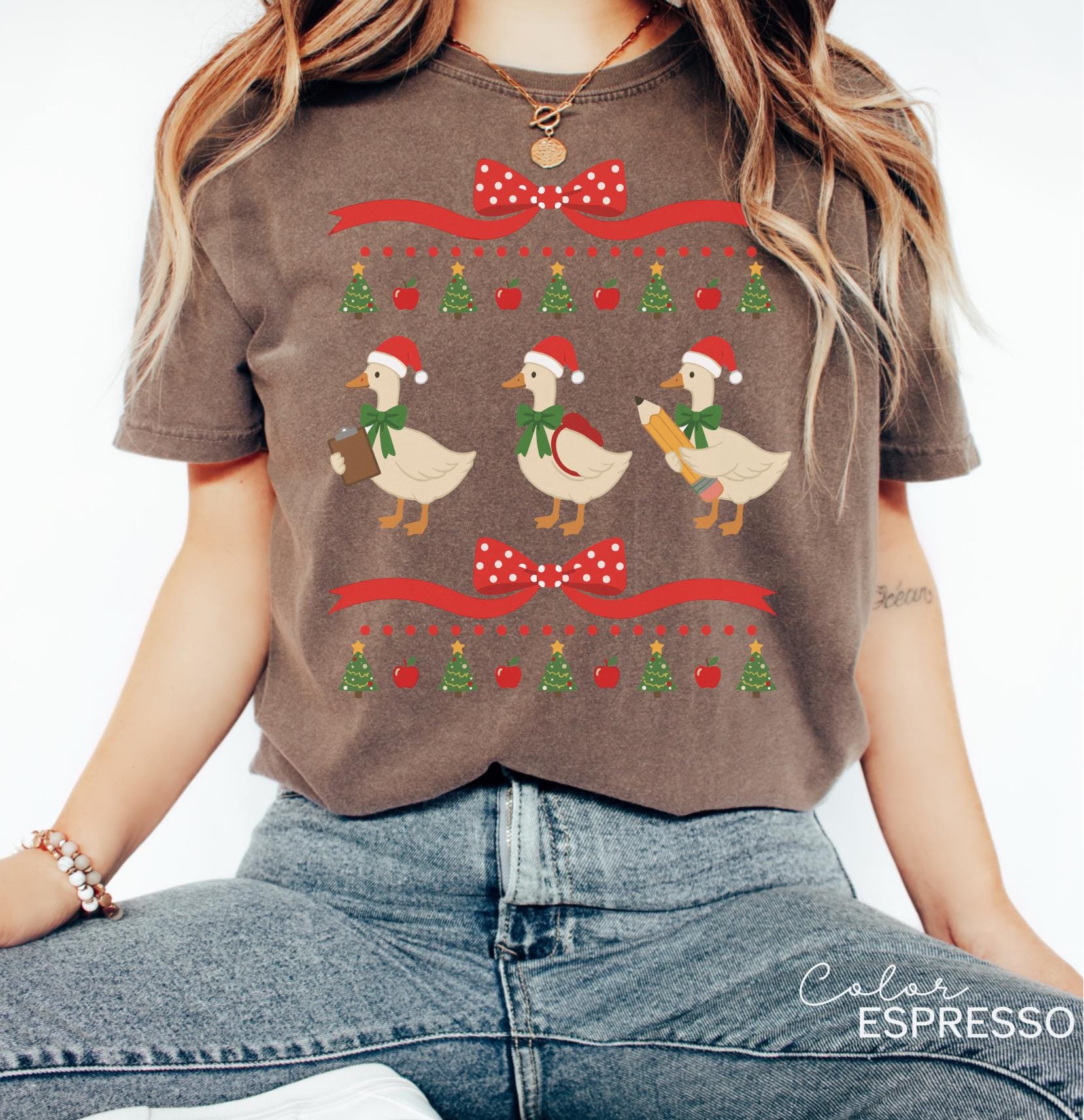 Christmas Silly Teacher Goose Shirt, Christmas Teacher Gift, Christmas Teacher Tshirt, Cozy Winter Tee, Comfort Colors Teacher Shirt Gift