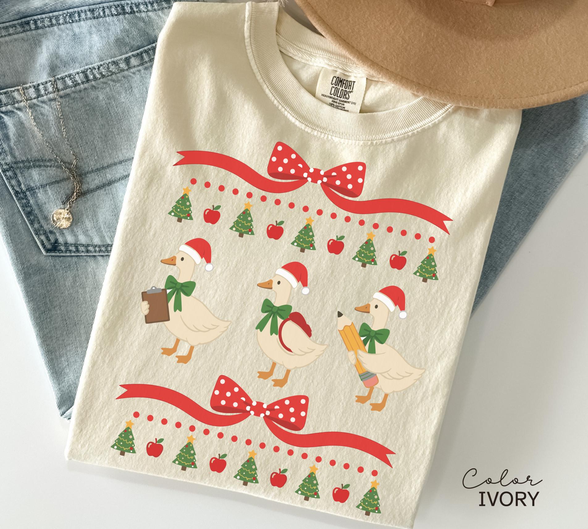 Christmas Silly Teacher Goose Shirt, Christmas Teacher Gift, Christmas Teacher Tshirt, Cozy Winter Tee, Comfort Colors Teacher Shirt Gift