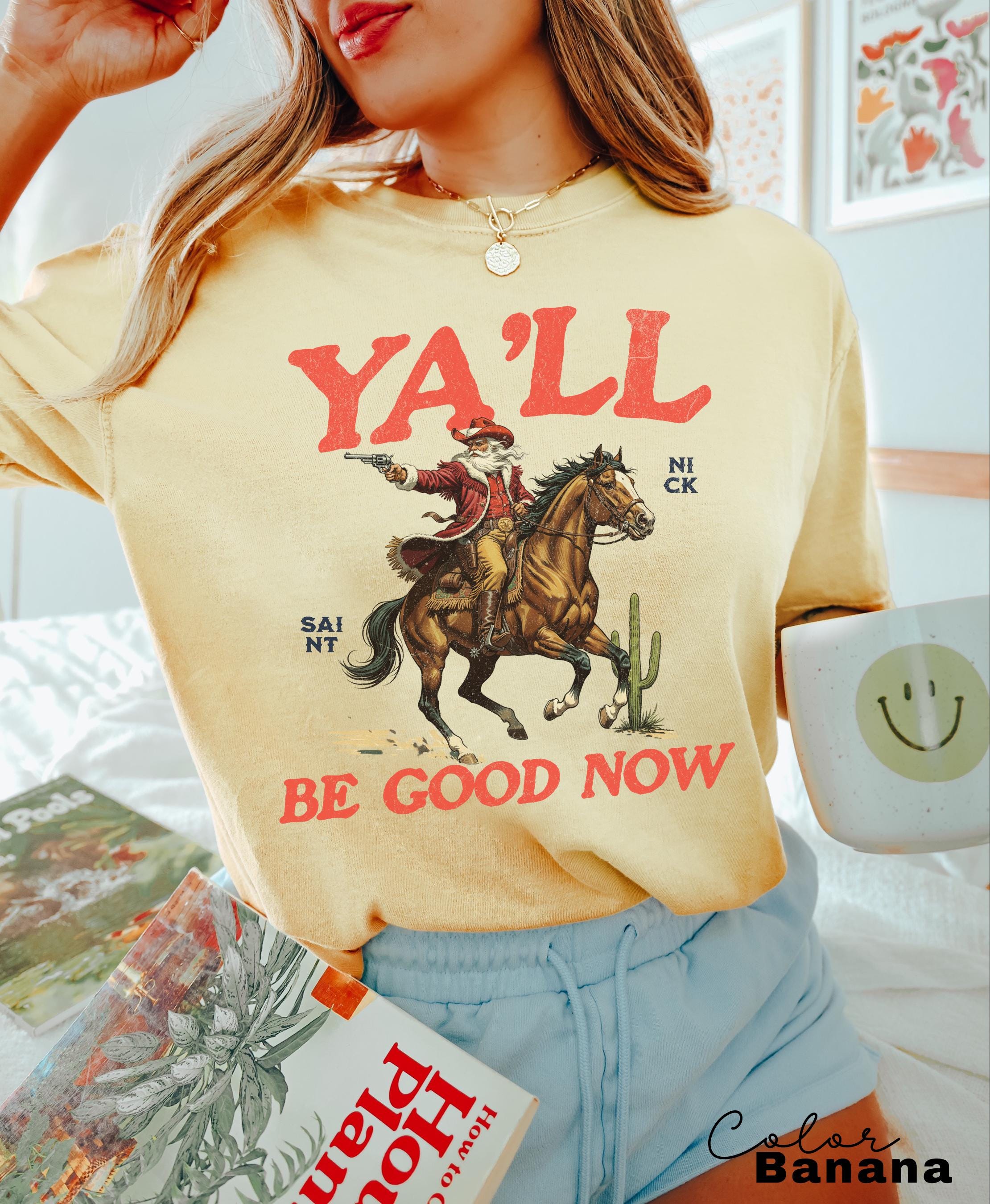 Funny Santa Christmas Shirt, Cowboy Santa, Make My List Punk, Retro Western Santa, Christmas Sarcastic Shirt,