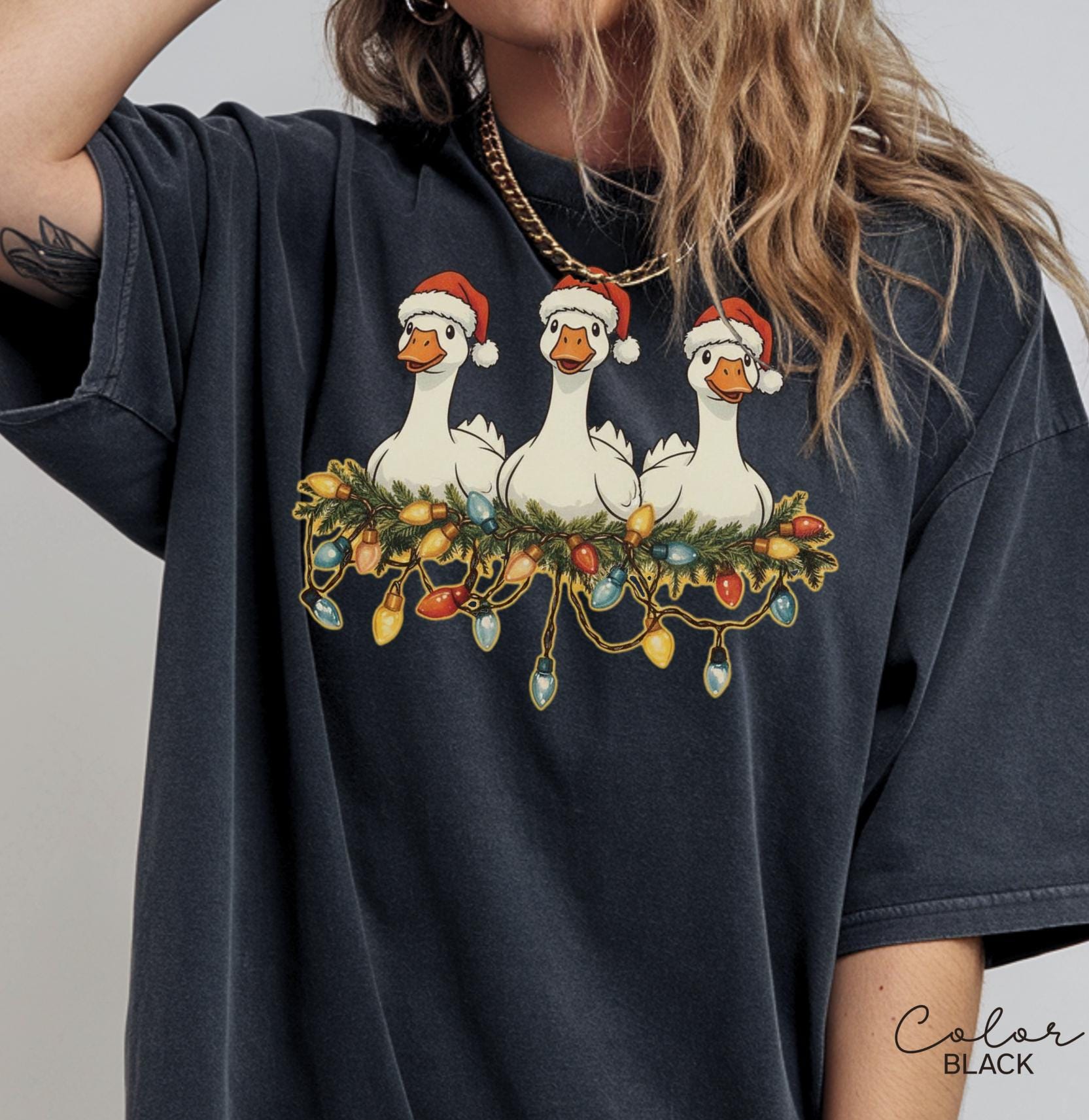 Christmas Goose Comfort Colors Shirt, Retro Goose Holiday Shirt, Cute Christmas Goose Tee