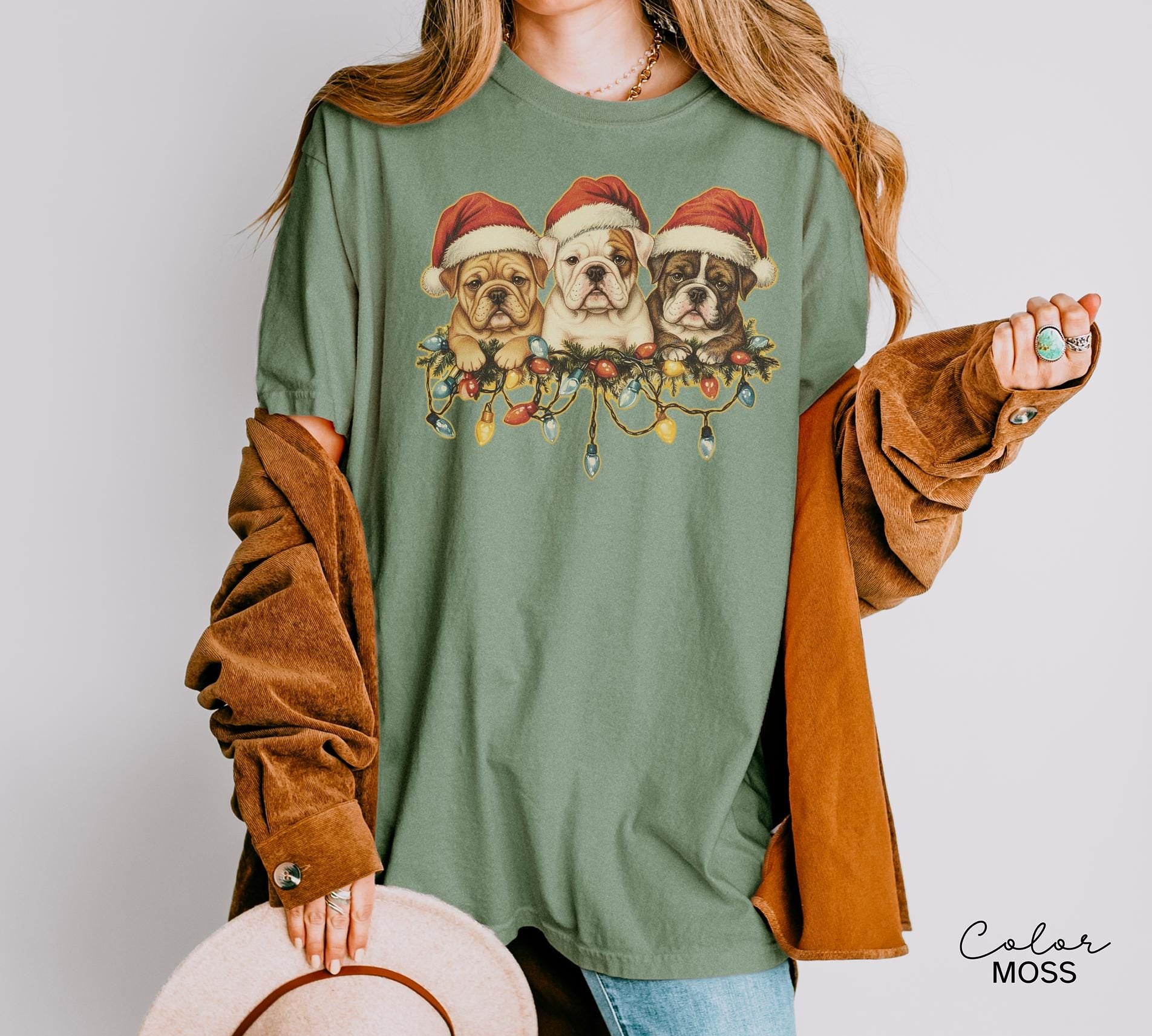 Retro Christmas Dog Shirt, Dog Owner Christmas Gift, Bulldog Xmas T-Shirt, Dog Christmas Shirt, Christmas Shirt, Holiday Shirt, Dog Gift