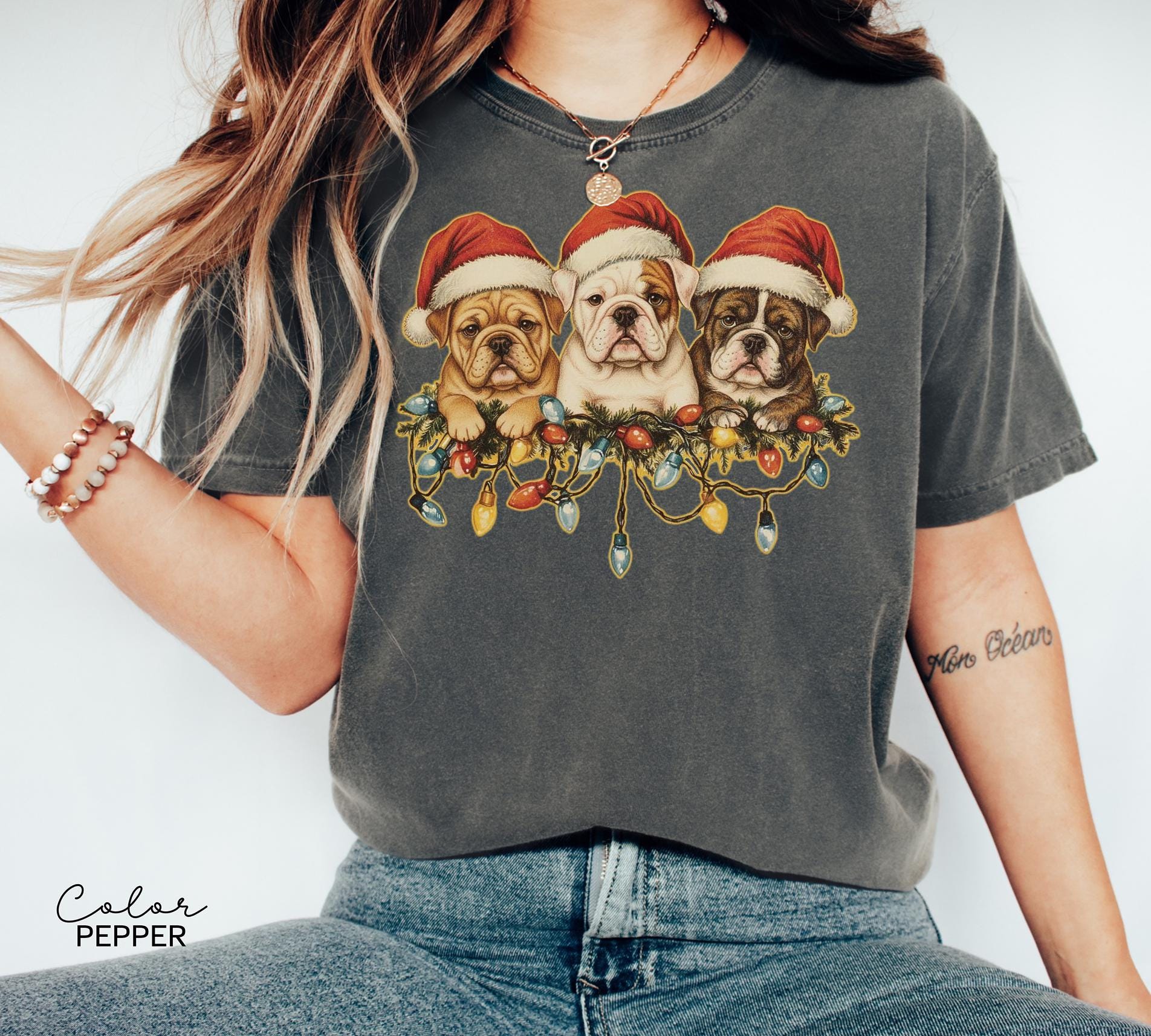 Retro Christmas Dog Shirt, Dog Owner Christmas Gift, Bulldog Xmas T-Shirt, Dog Christmas Shirt, Christmas Shirt, Holiday Shirt, Dog Gift