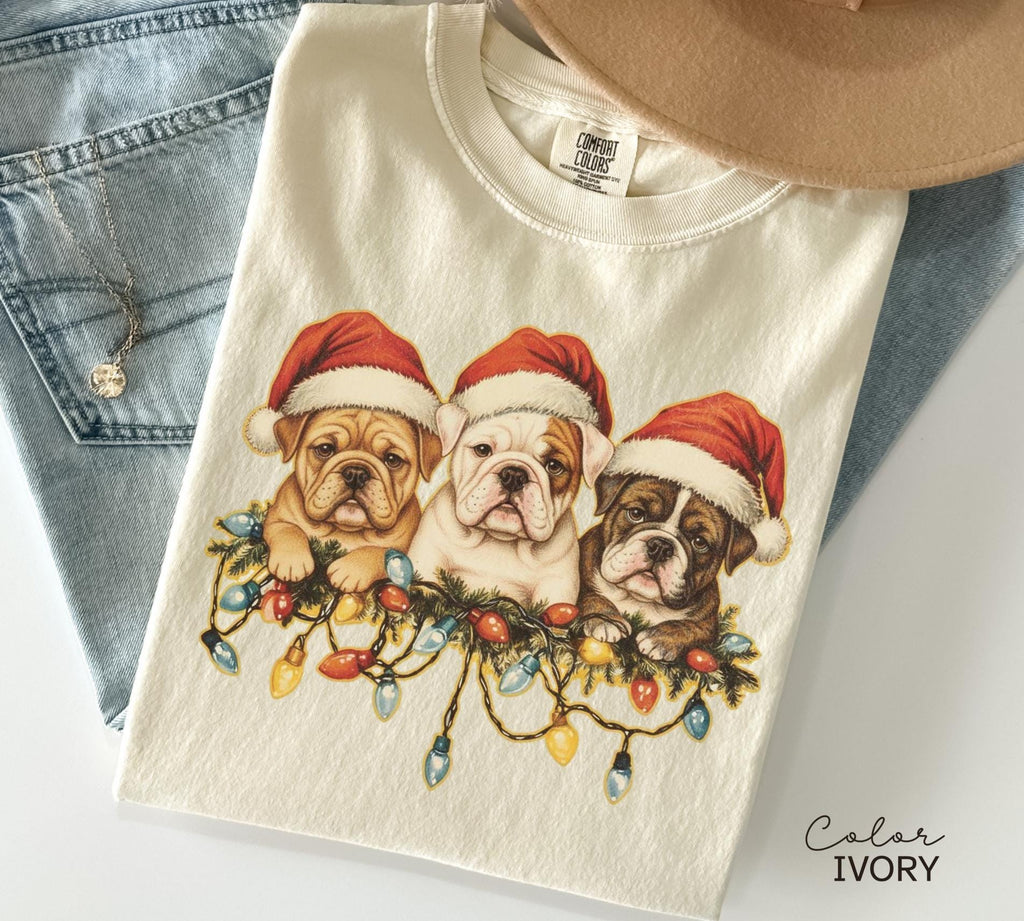 Retro Christmas Dog Shirt, Dog Owner Christmas Gift, Bulldog Xmas T-Shirt, Dog Christmas Shirt, Christmas Shirt, Holiday Shirt, Dog Gift