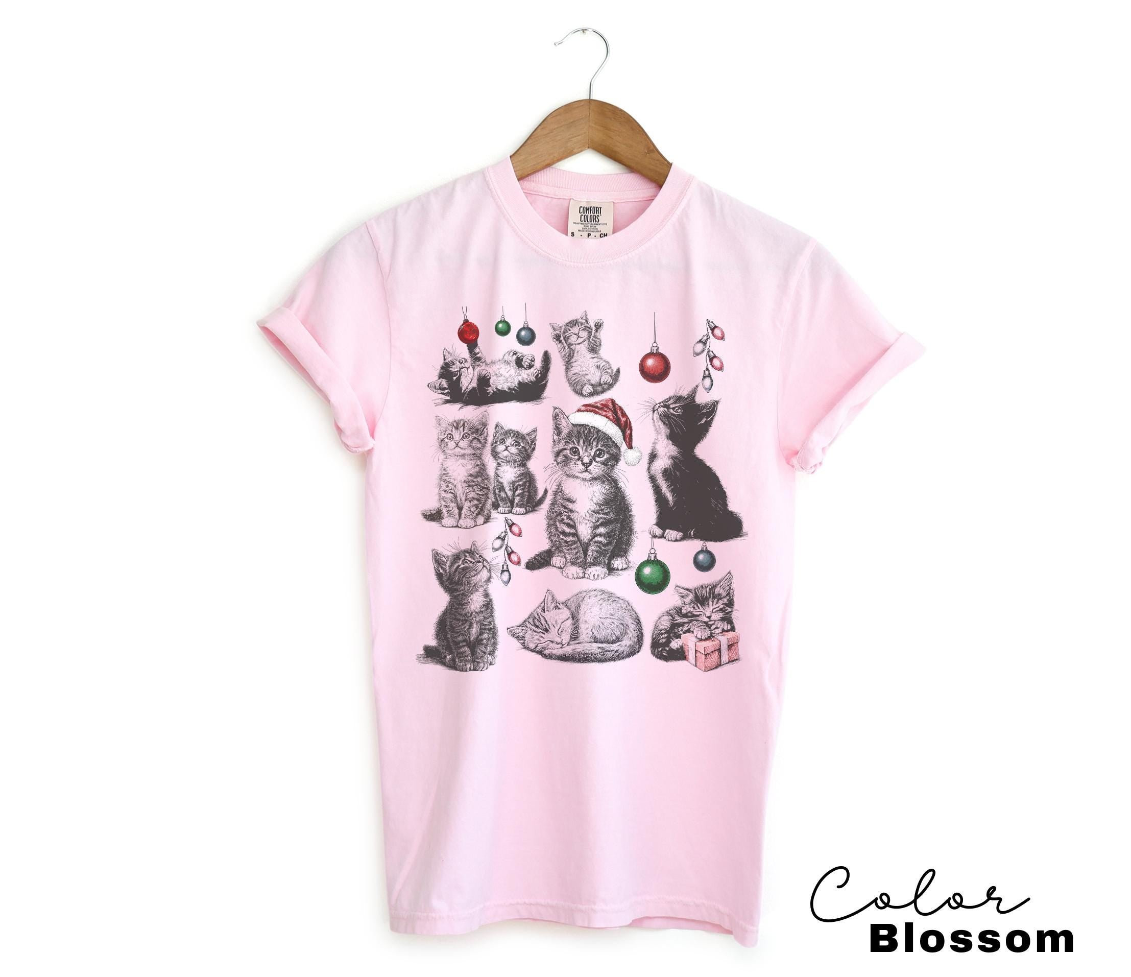 Christmas Cat Shirt 90s Tattoo Style, Retro Comfort Colors, Y2k Kitten Shirt, Cat Lovers Gift, Christmas Cat Sweatshirt