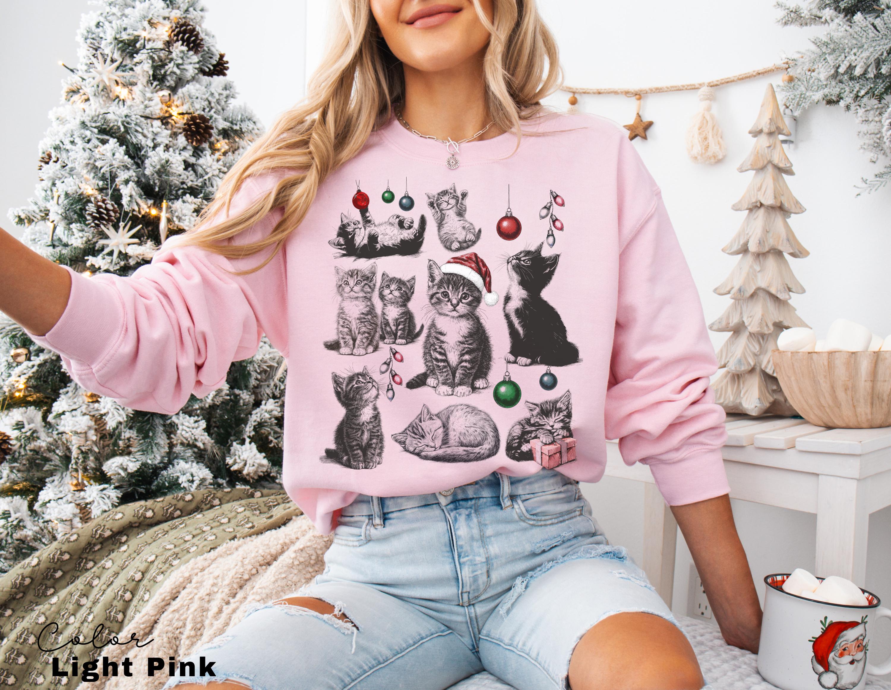 Christmas Cat Shirt 90s Tattoo Style Retro Comfort Colors Tee
