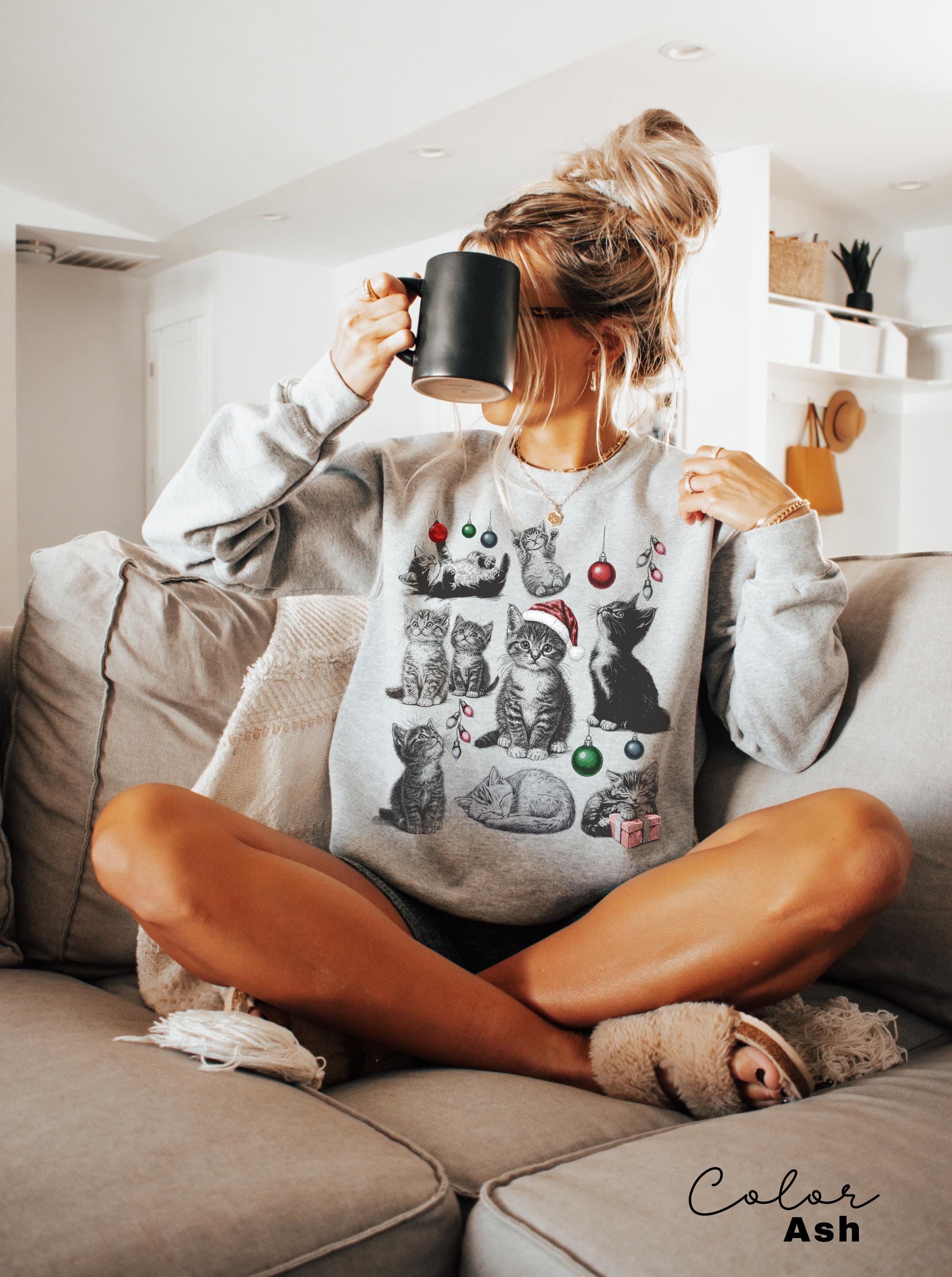 Christmas Cat Shirt 90s Tattoo Style Retro Comfort Colors Tee
