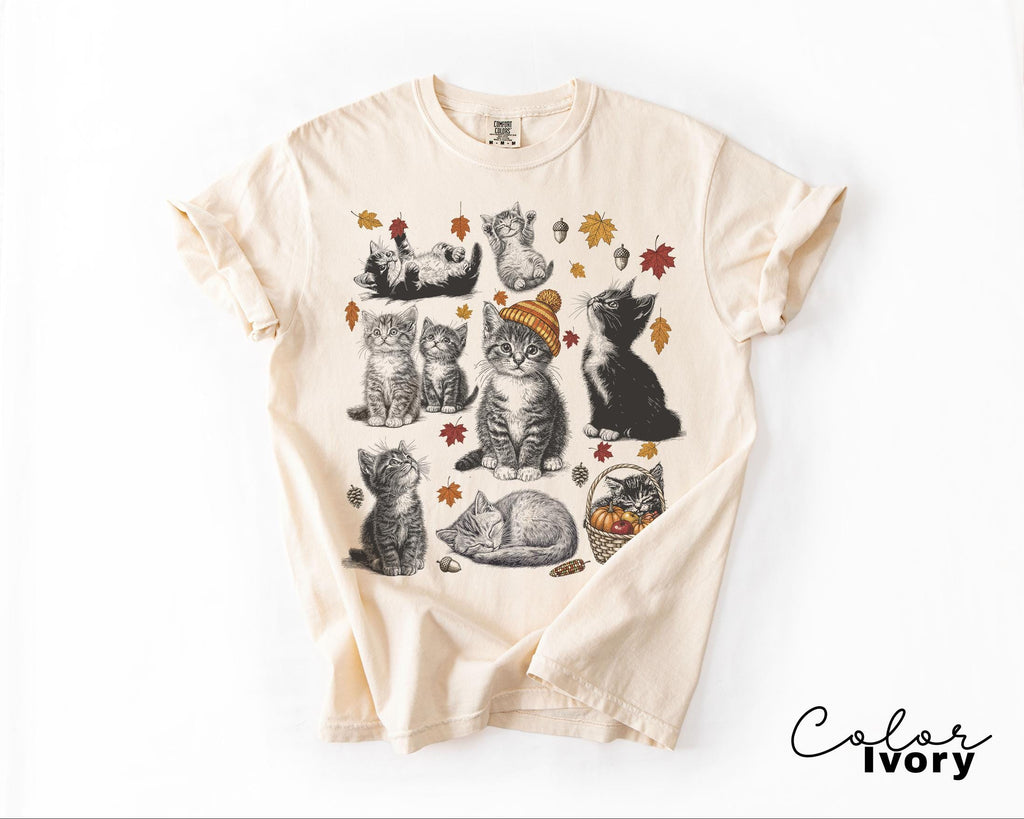 Cats 90s Vintage Tattoo Style Tshirt, Cat Fall Autumn Shirt, Retro Comfort Colors® Y2k Kitten Shirt, Cat Lovers Gift, Cute Cat Shirts