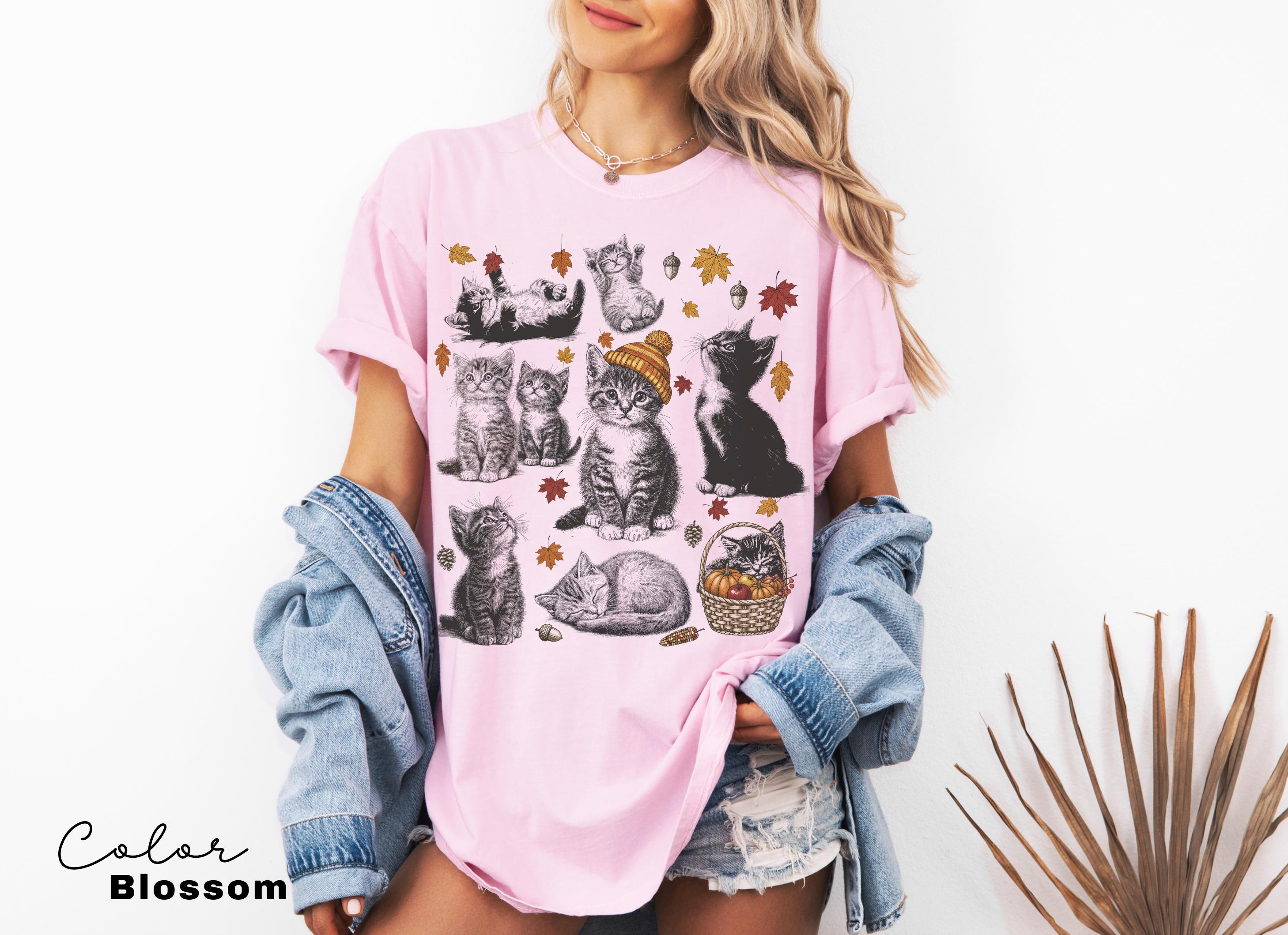 Cats 90s Vintage Tattoo Style Tshirt, Cat Fall Autumn Shirt, Retro Comfort Colors® Y2k Kitten Shirt, Cat Lovers Gift, Cute Cat Shirts