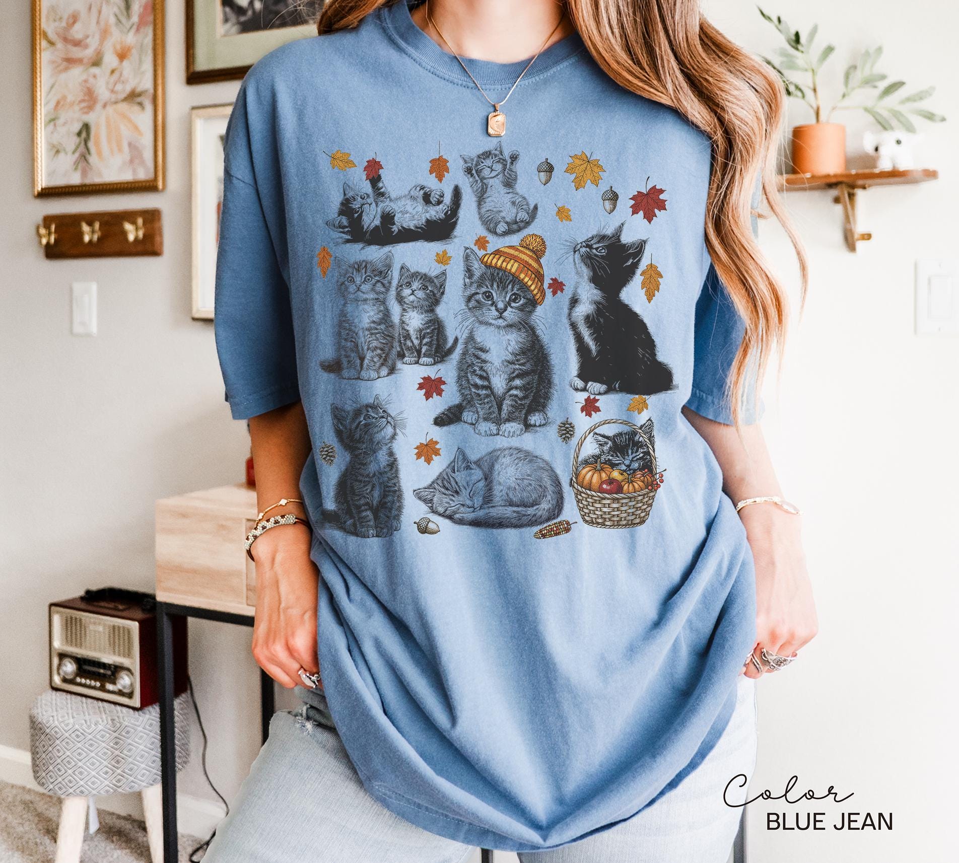 Cats 90s Vintage Tattoo Style Tshirt, Cat Fall Autumn Shirt, Retro Comfort Colors® Y2k Kitten Shirt, Cat Lovers Gift, Cute Cat Shirts