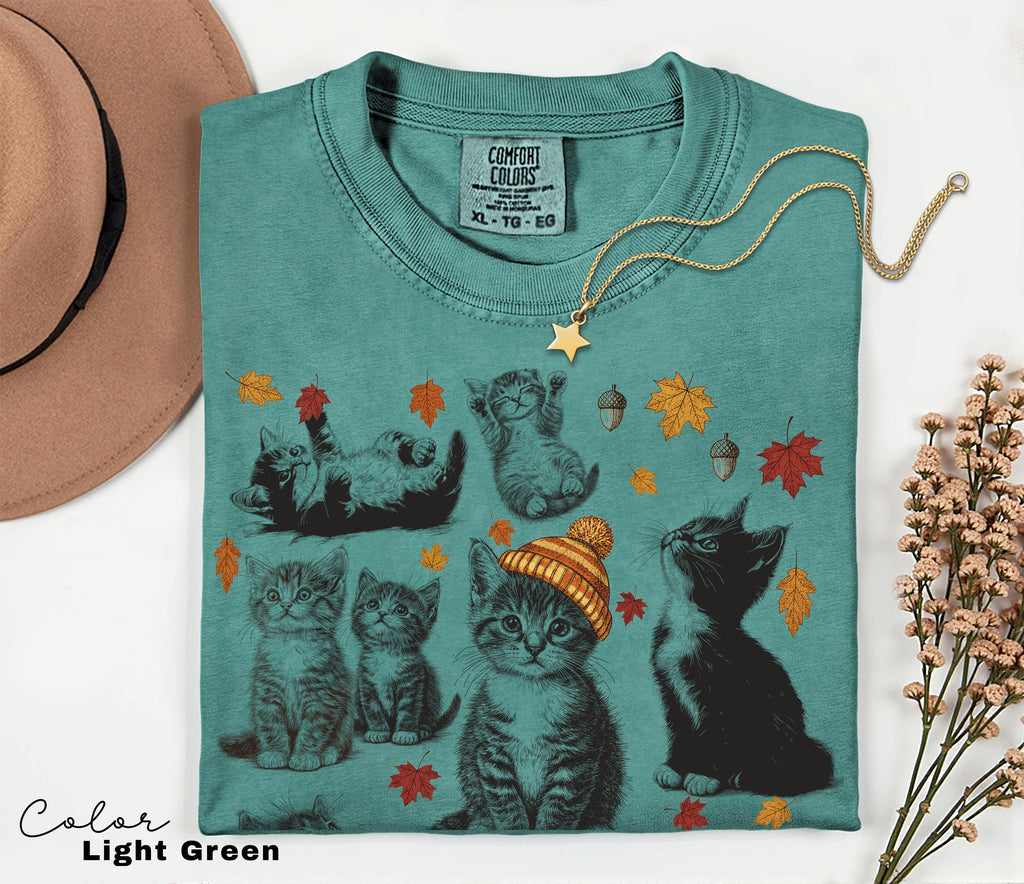 Cats 90s Vintage Tattoo Style Tshirt, Cat Fall Autumn Shirt, Retro Comfort Colors® Y2k Kitten Shirt, Cat Lovers Gift, Cute Cat Shirts