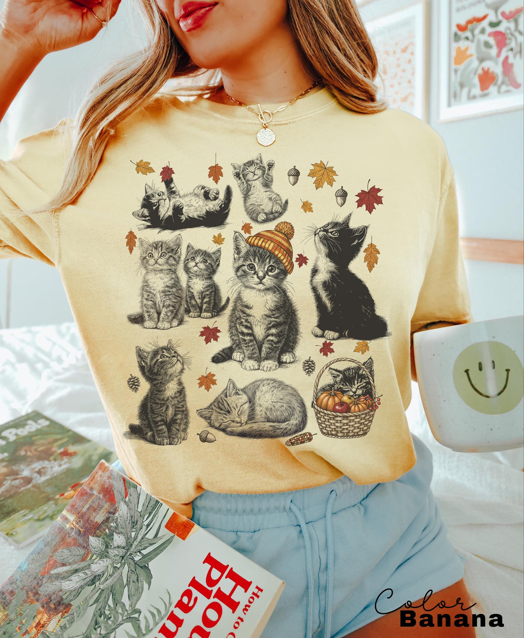 Cats 90s Vintage Tattoo Style Tshirt, Cat Fall Autumn Shirt, Retro Comfort Colors® Y2k Kitten Shirt, Cat Lovers Gift, Cute Cat Shirts