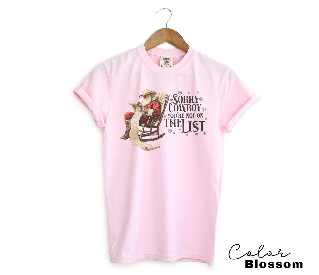 Funny Christmas Shirt, Sorry Cowboy Not on the List, Retro Western Santa, Christmas Sarcastic Shirt, Merry Christmas, Christmas Gifts