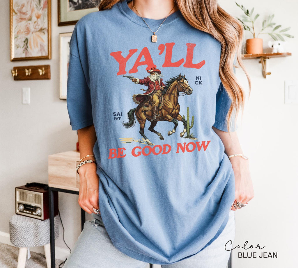 Funny Santa Christmas Shirt, Cowboy Santa, Make My List Punk, Retro Western Santa, Christmas Sarcastic Shirt,