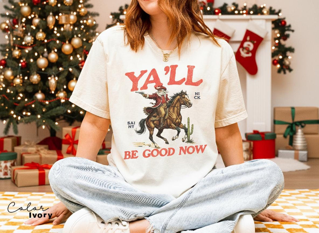Funny Santa Christmas Shirt, Cowboy Santa, Make My List Punk, Retro Western Santa, Christmas Sarcastic Shirt,