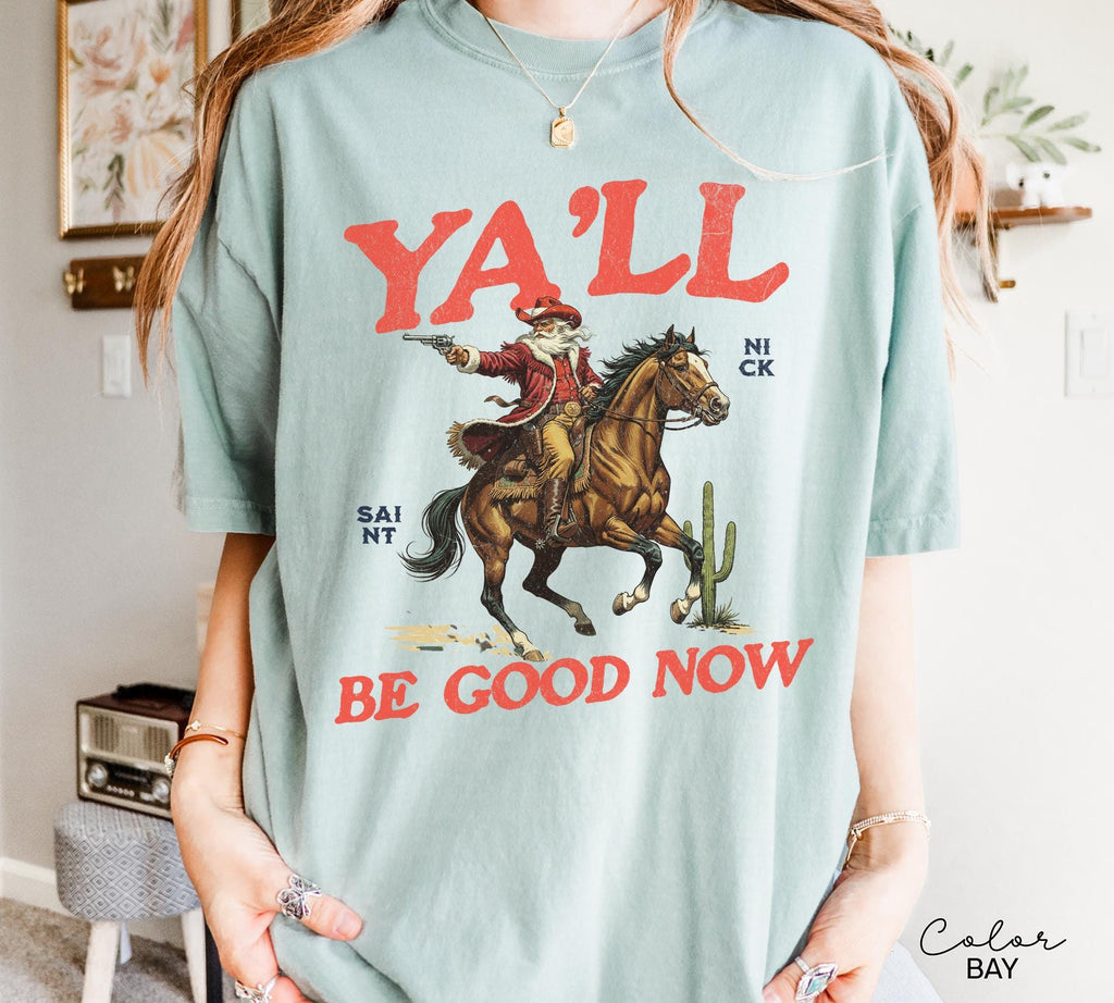 Funny Santa Christmas Shirt, Cowboy Santa, Make My List Punk, Retro Western Santa, Christmas Sarcastic Shirt,