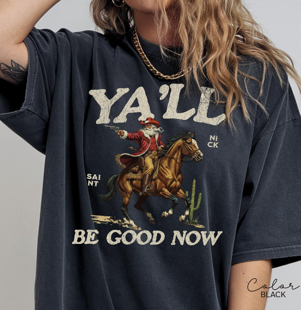 Funny Santa Christmas Shirt, Cowboy Santa, Make My List Punk, Retro Western Santa, Christmas Sarcastic Shirt,