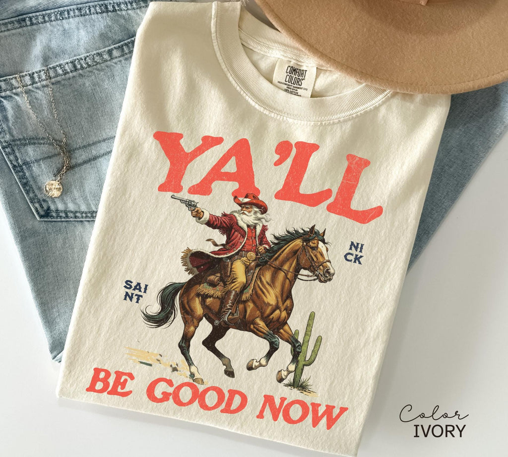 Funny Santa Christmas Shirt, Cowboy Santa, Make My List Punk, Retro Western Santa, Christmas Sarcastic Shirt,