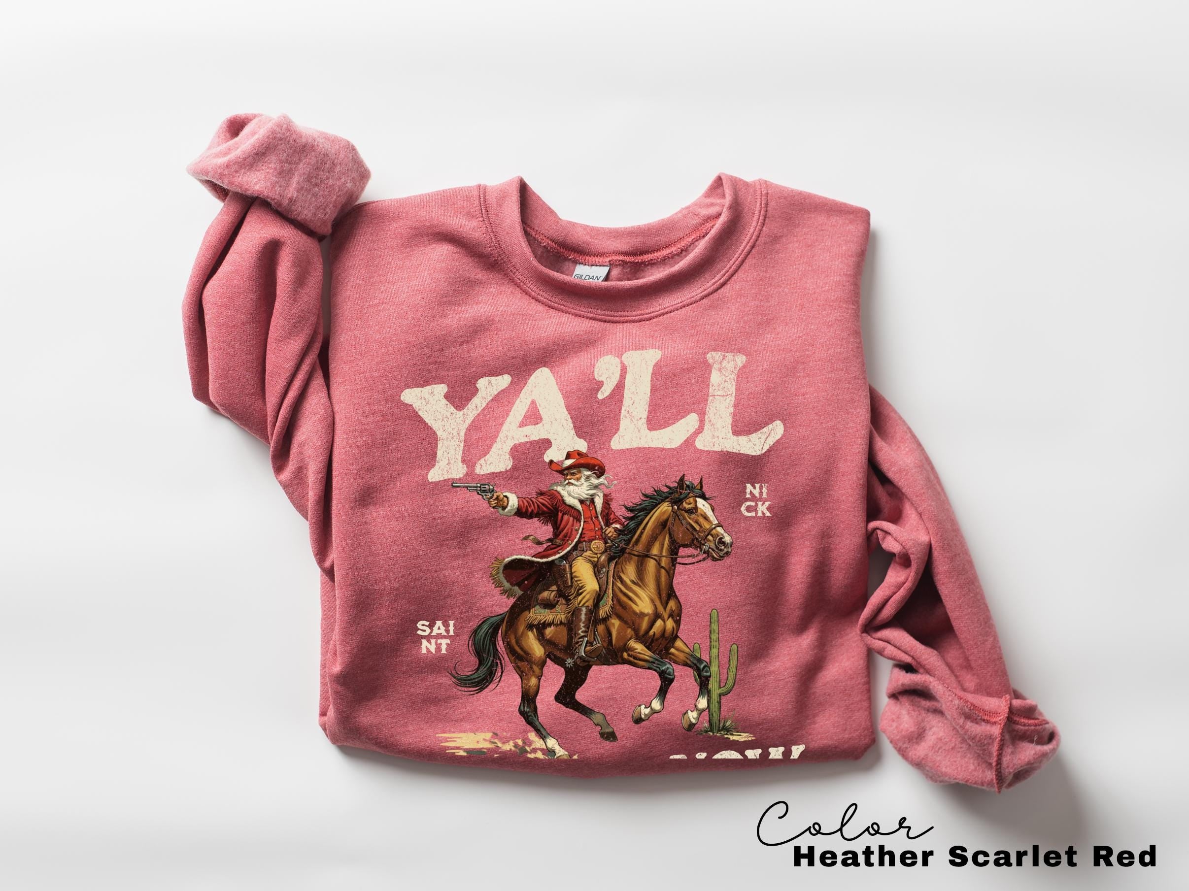 Funny Santa Christmas Sweatshirt, Cowboy Santa, Ya'll Be Good Now, Retro Western Santa, Christmas Sarcastic Crewneck,