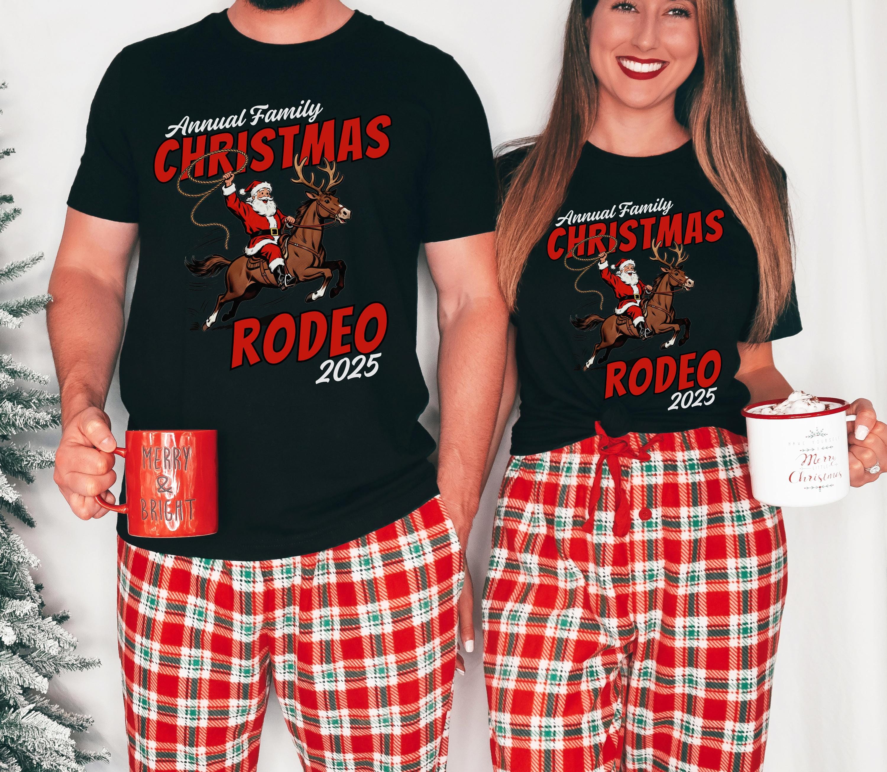 2025 Retro Western Christmas Family Rodeo Shirt, Matching Family Christmas, Family Christmas Tops, Festive Holiday Shirt, Christmas Party,