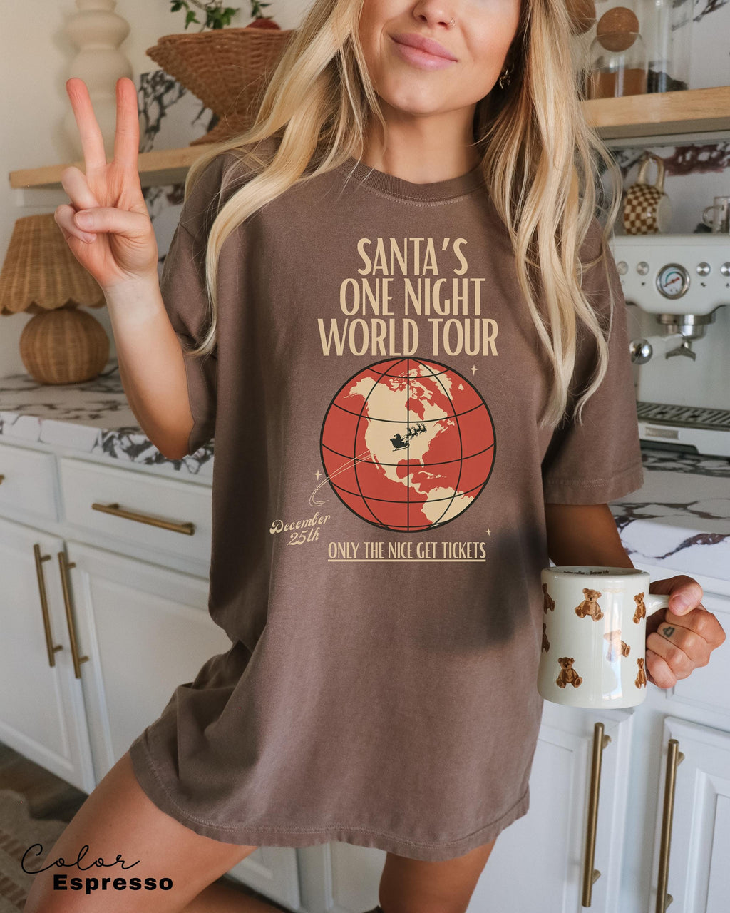 Retro Santa Claus Shirt, Funny Christmas Shirt, Santa's One Night World Tour, Comfort Colors Shirt, Graphic Tee, Xmas Shirt,