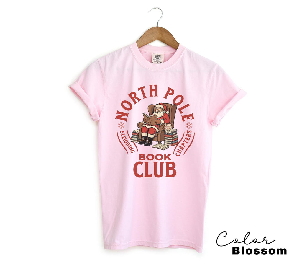 Retro Santa Claus Shirt, North Pole Book Club Shirt, Funny Christmas Shirt, Comfort Colors Shirt, Graphic Tee, Book Lover Gift