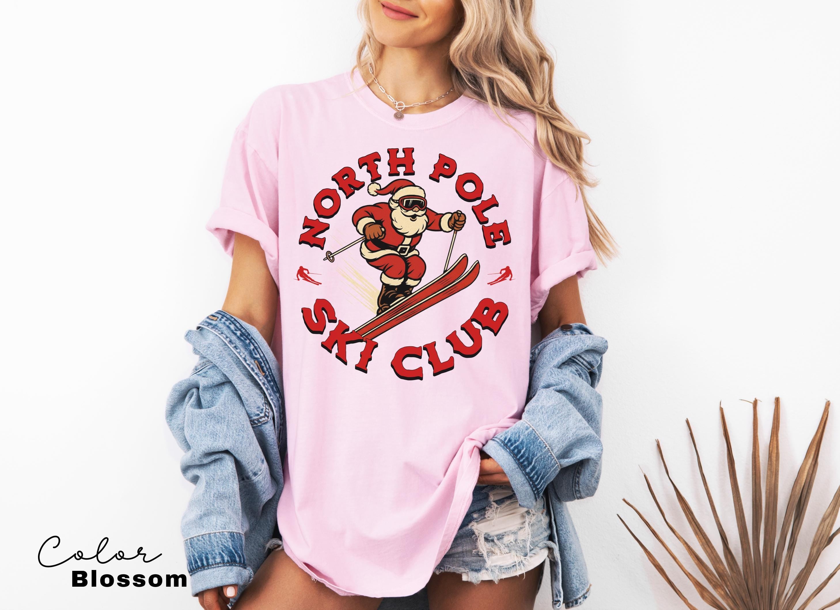 Retro Santa Claus Shirt, North Pole Ski Club, Funny Christmas Shirt, Comfort Colors Shirt, Graphic Tee, Xmas Shirt, Ski Shirt
