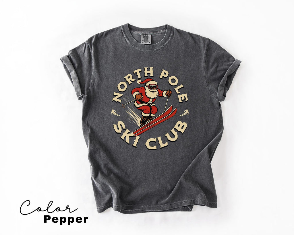 Retro Santa Claus Shirt, North Pole Ski Club, Funny Christmas Shirt, Comfort Colors Shirt, Graphic Tee, Xmas Shirt, Ski Shirt