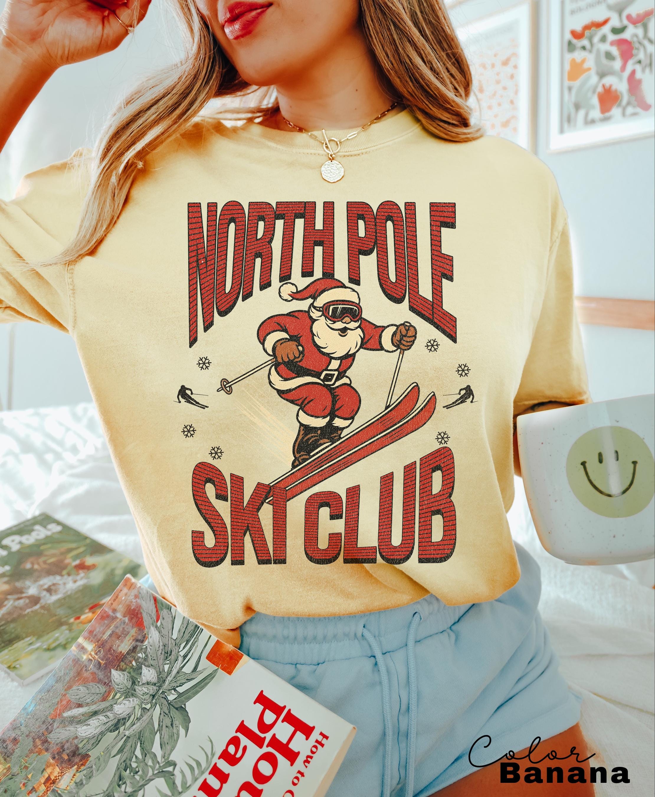 Retro Santa Claus Shirt, North Pole Ski Club, Funny Christmas Shirt, Comfort Colors Shirt, Graphic Tee, Xmas Shirt, Ski Shirt