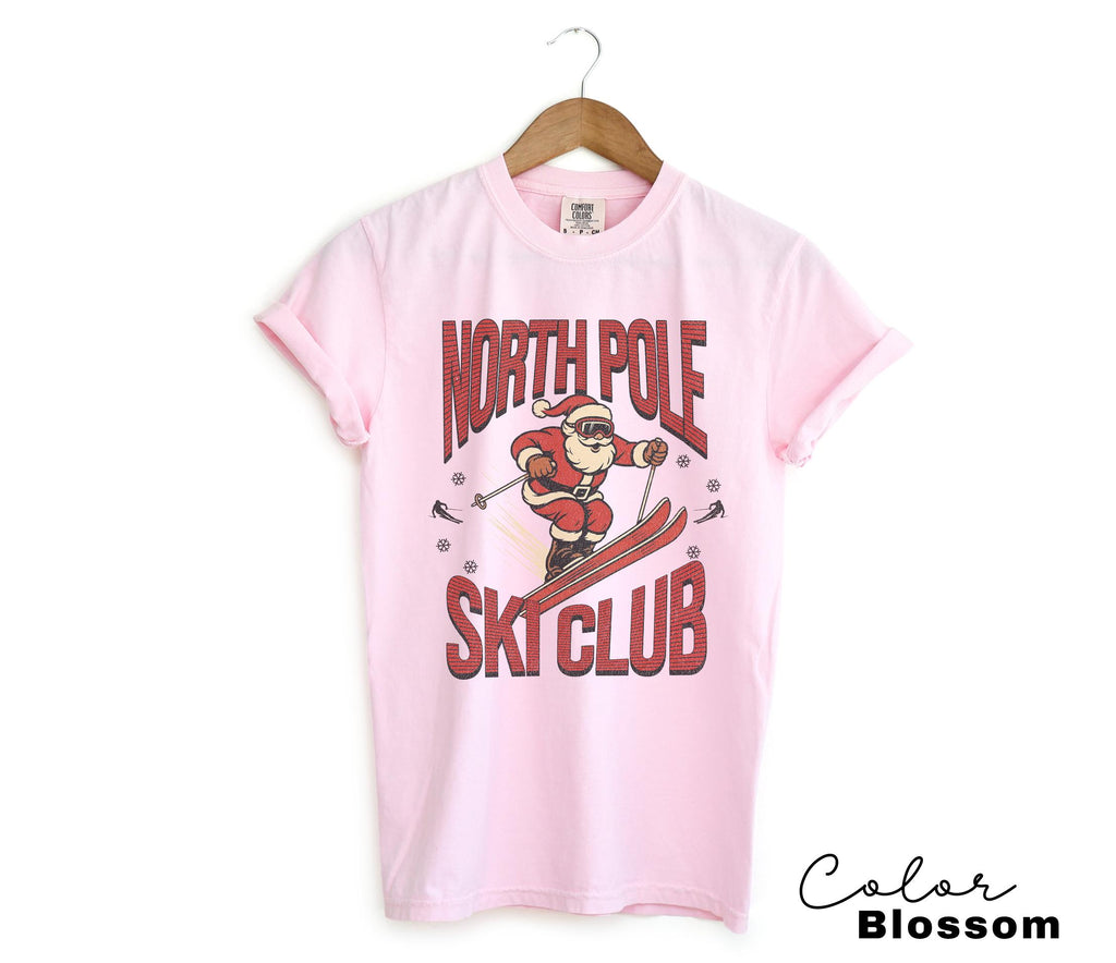 Retro Santa Claus Shirt, North Pole Ski Club, Funny Christmas Shirt, Comfort Colors Shirt, Graphic Tee, Xmas Shirt, Ski Shirt