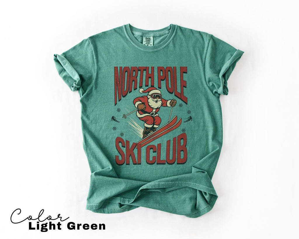 Retro Santa Claus Shirt, North Pole Ski Club, Funny Christmas Shirt, Comfort Colors Shirt, Graphic Tee, Xmas Shirt, Ski Shirt