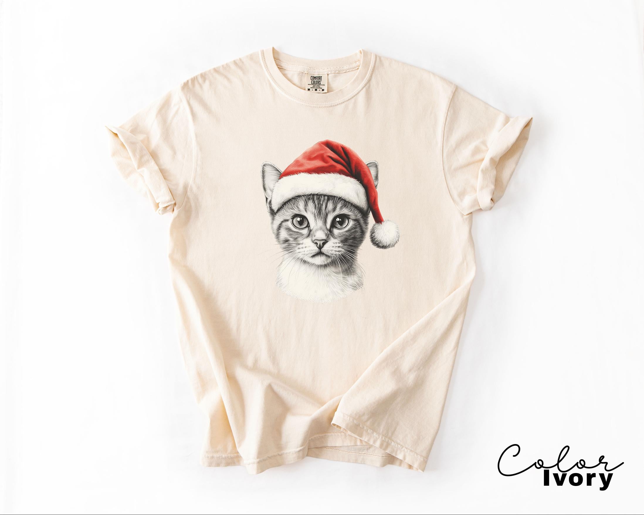 Retro 90's Cat Christmas Shirt, Kitten Christmas Shirt, Retro Christmas Cat Shirt, Winter Tee, Cottagecore, Cat Lover Gift